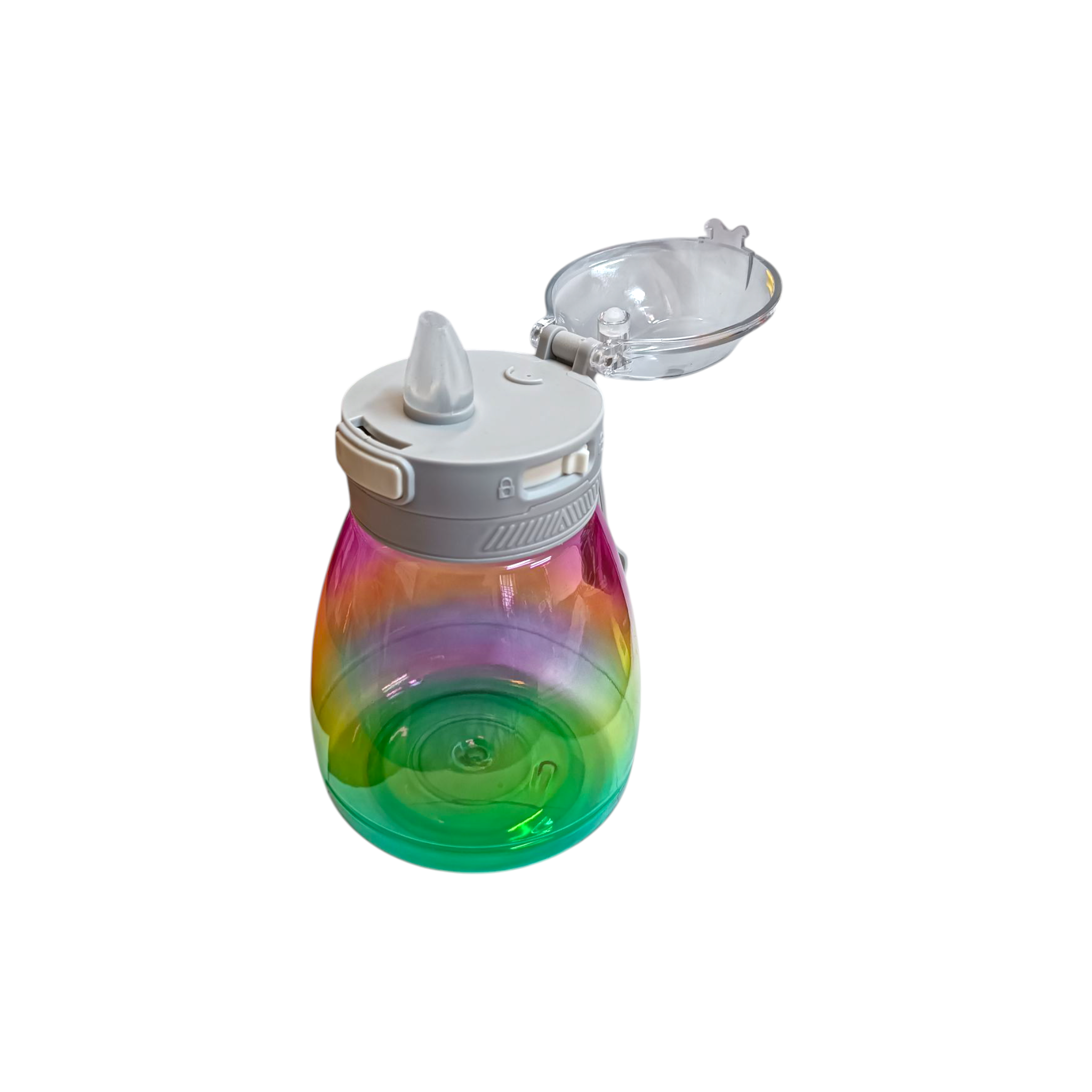 Multicolour Plastic Water Drinking Bottle with Straw 11x17cm