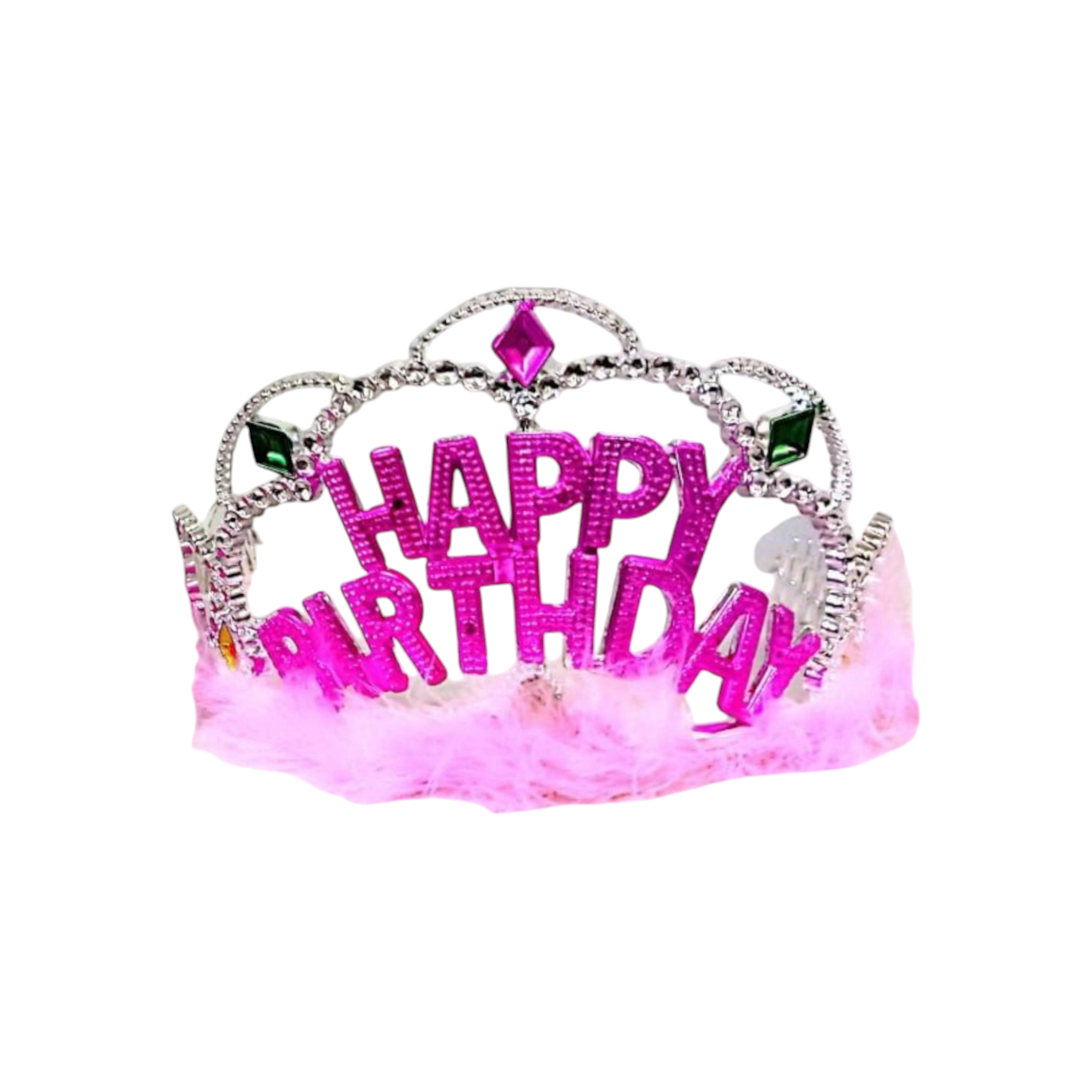 Plastic Crown Happy Birthday Feather