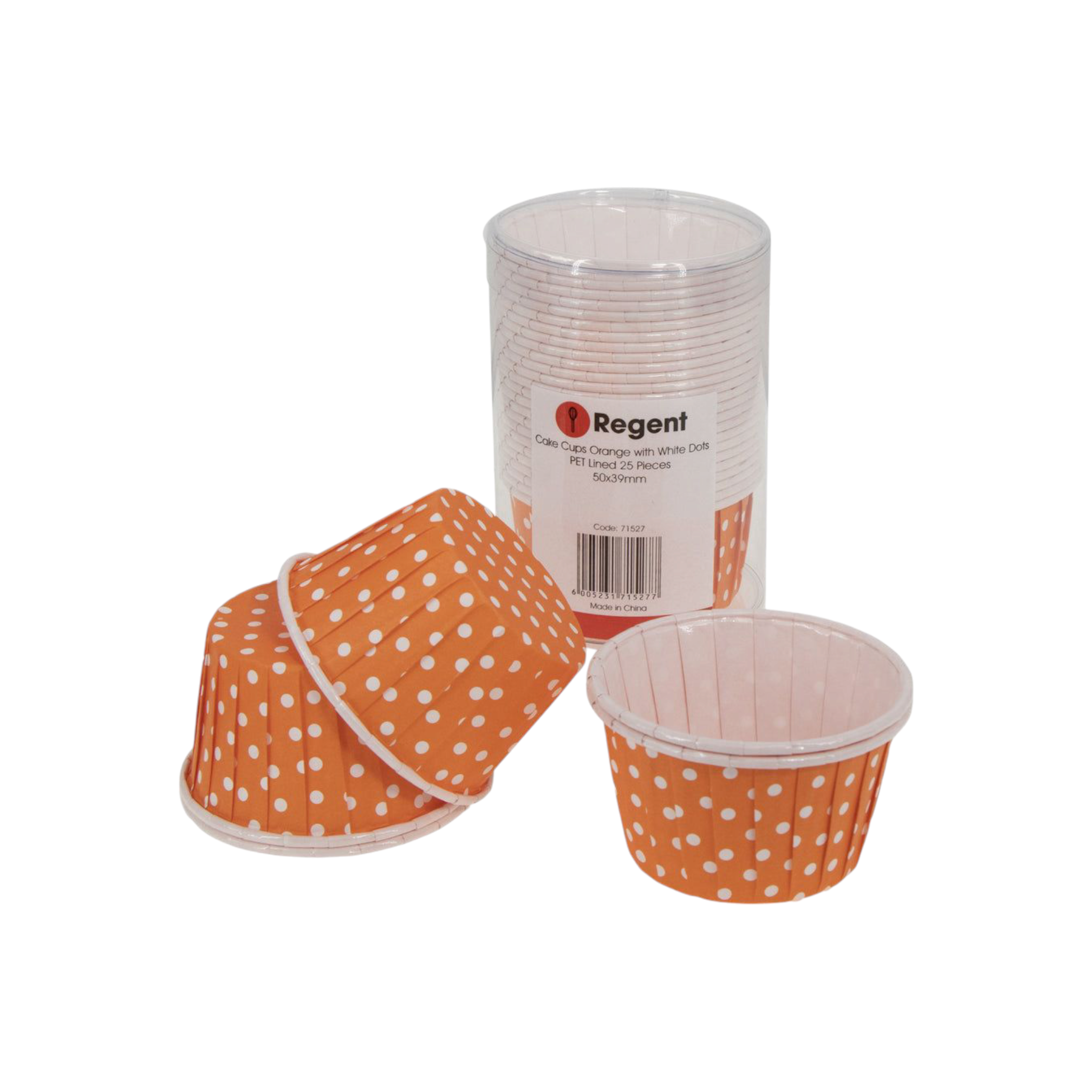 Regent Cake Cups Orange with White Dots Pet Line 25Pcs 71527