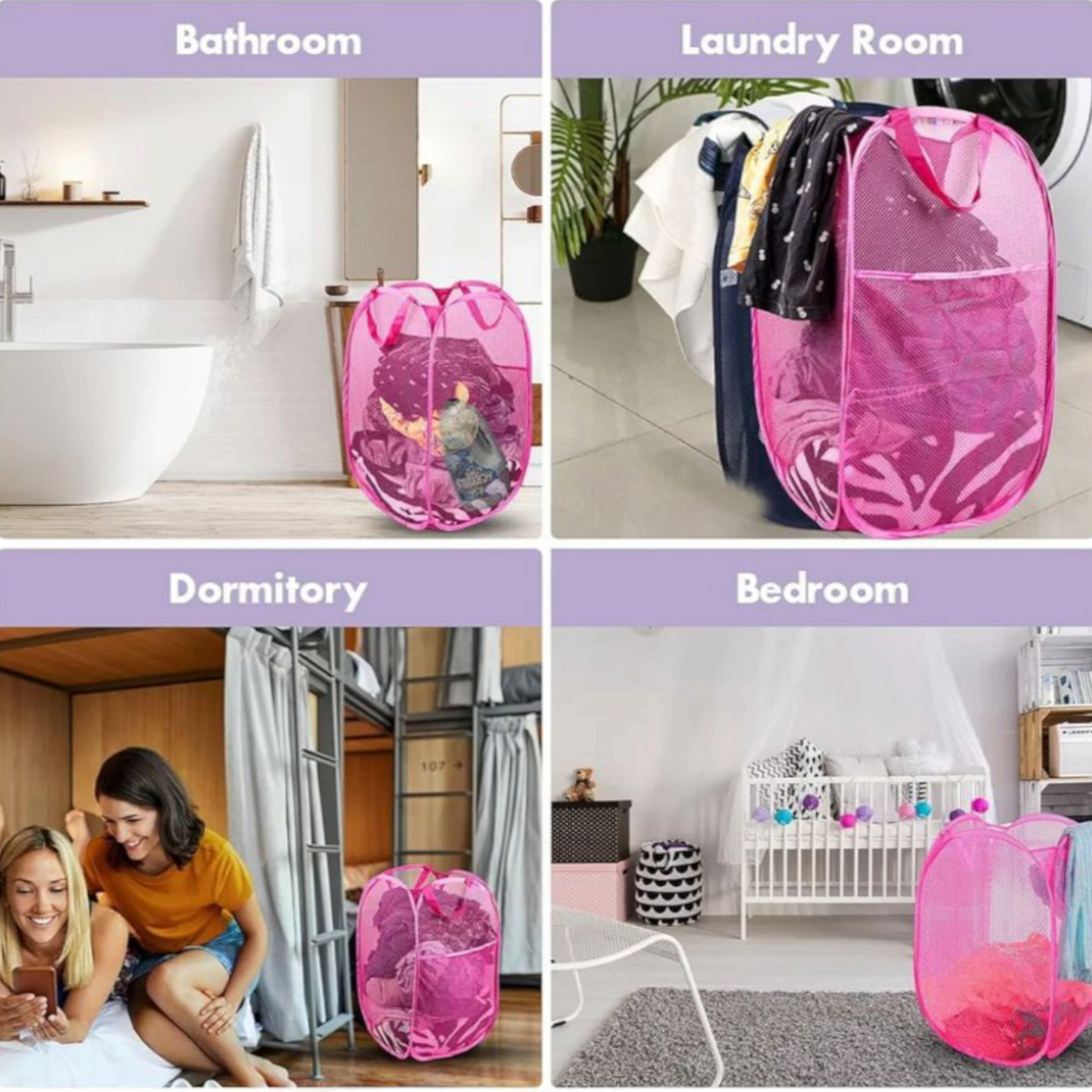 Foldable Mesh Pop-Up Laundry Basket 32x48cm