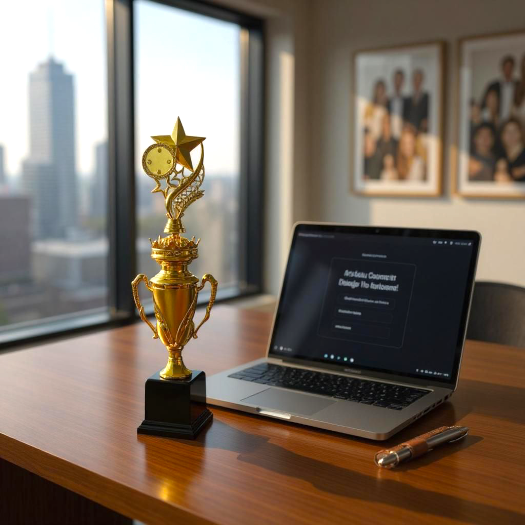 Gold Plastic Crown and Crescent Trophy Cup with Black Base 35.5cm