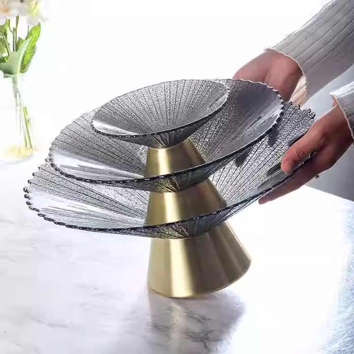 Copper Base Glass Fruit Platter Black 32x14cm