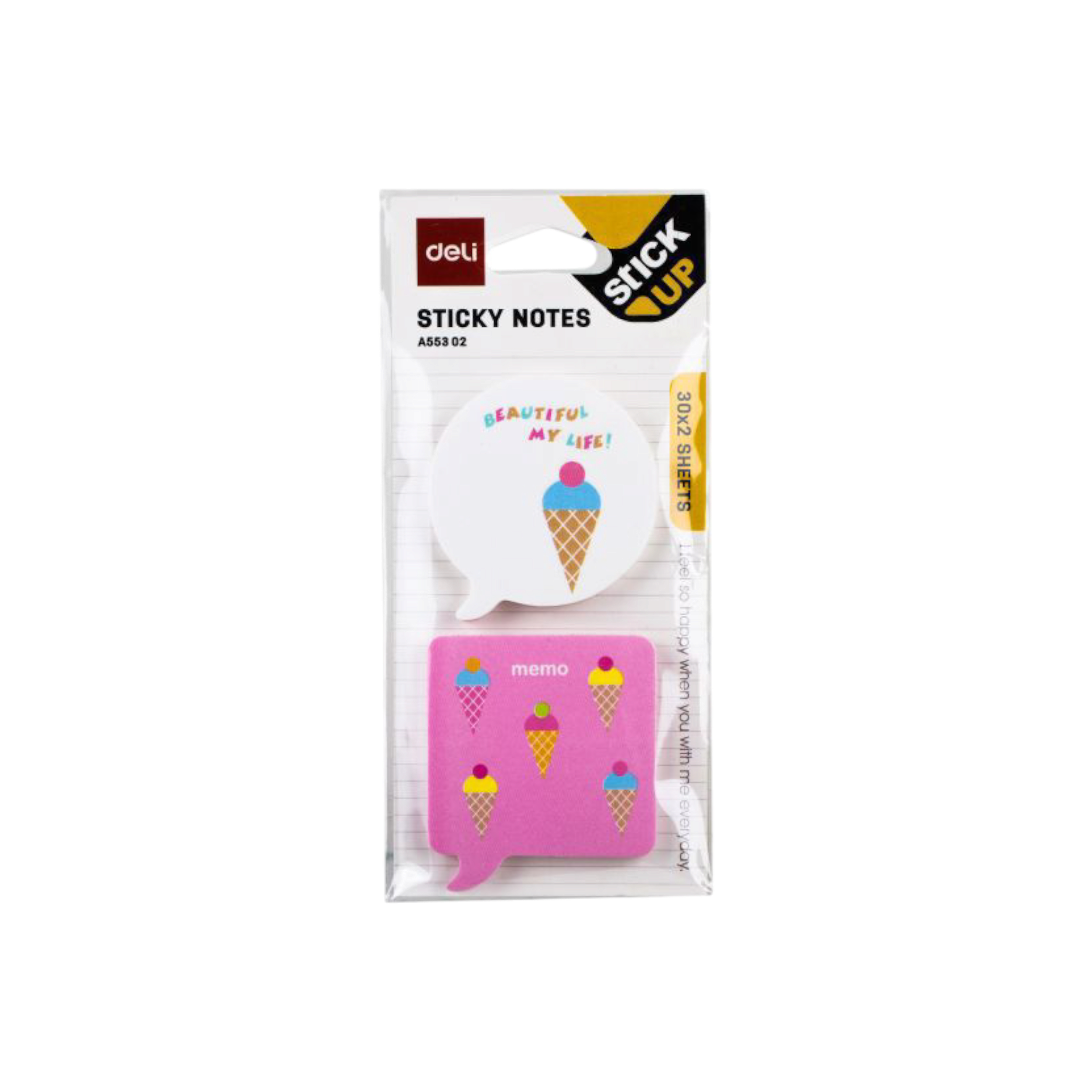 Sticky Notes 51x51Mm 2x30 Sheets Assorted
