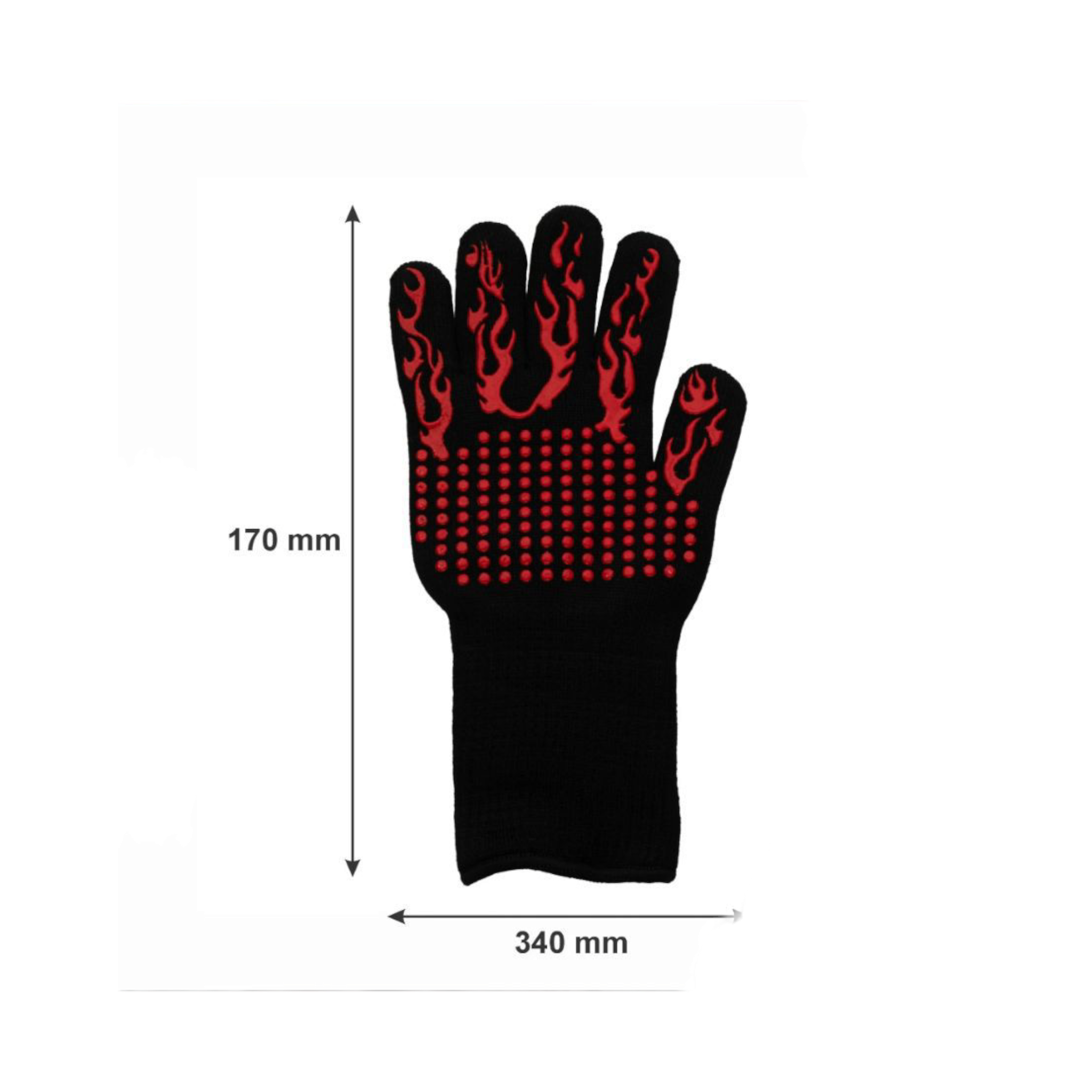 Regent Bbq Gloves Heat Resistant Non Slip Silicone Red and Black