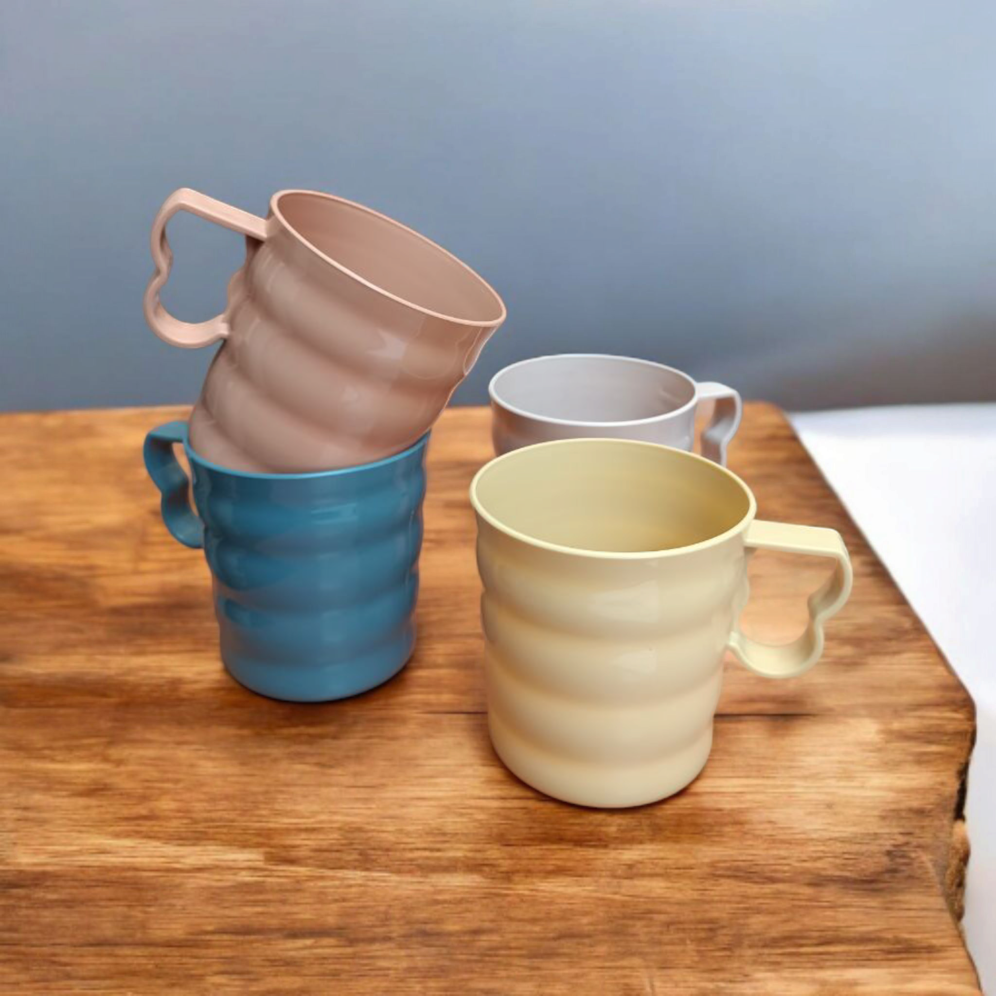 Pastel Picnic Plastic Stackable Tumbler Cups 4pc Set 7.5x8.5cm 300ml