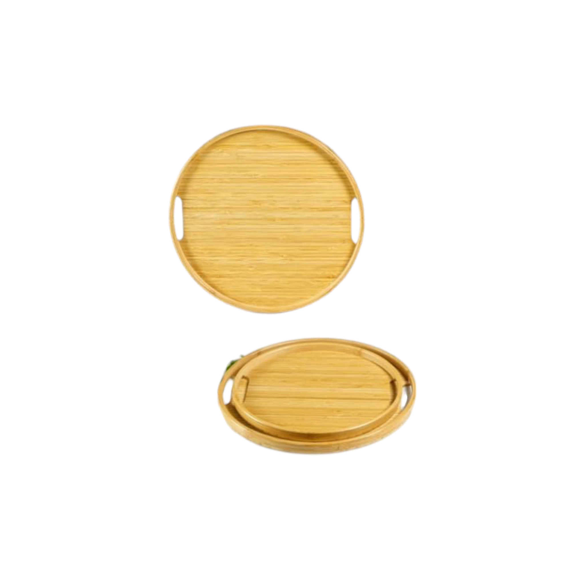Round Bamboo Wooden Serving Trays Light Brown