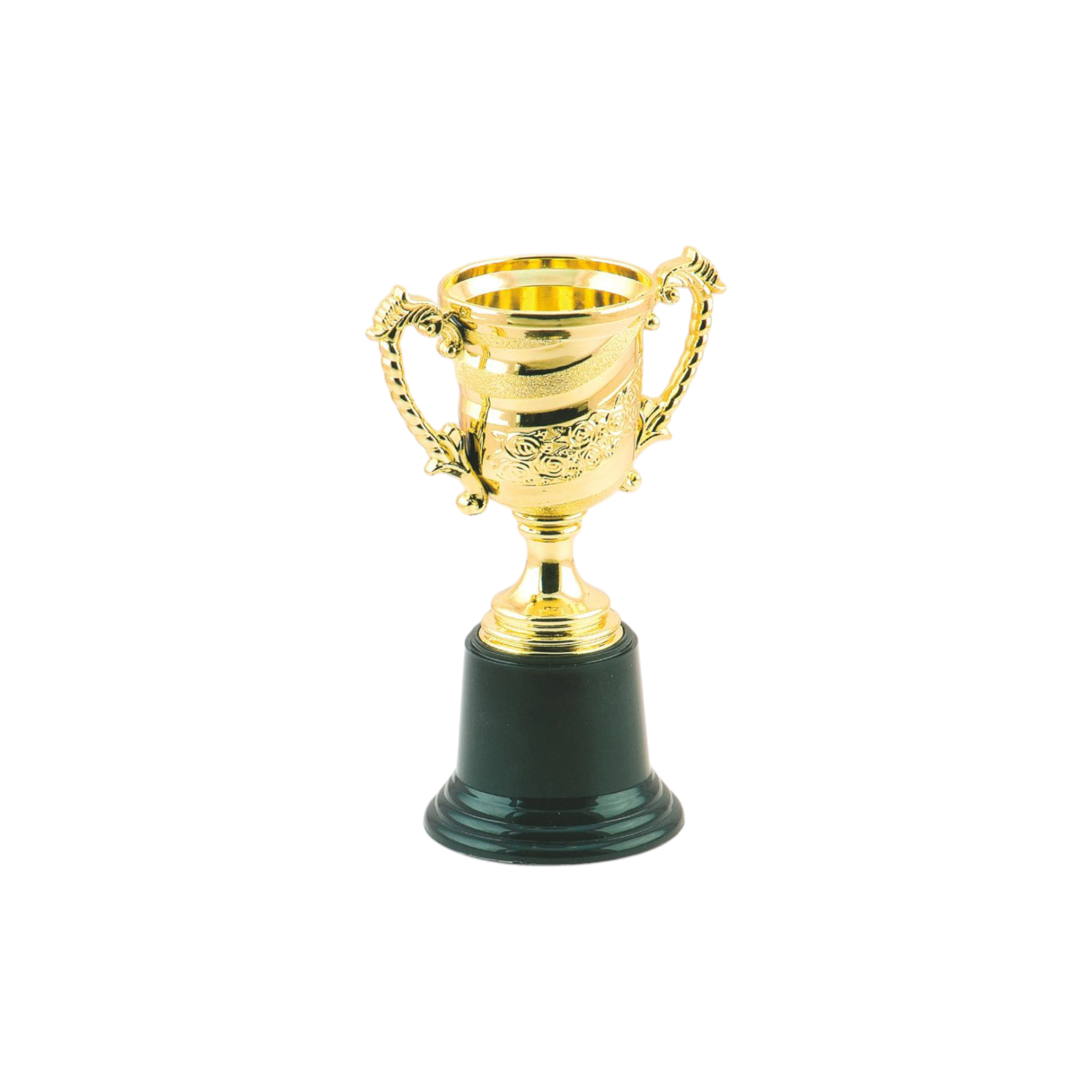 Gold Plastic Trophy Cup with Black Base 15cm