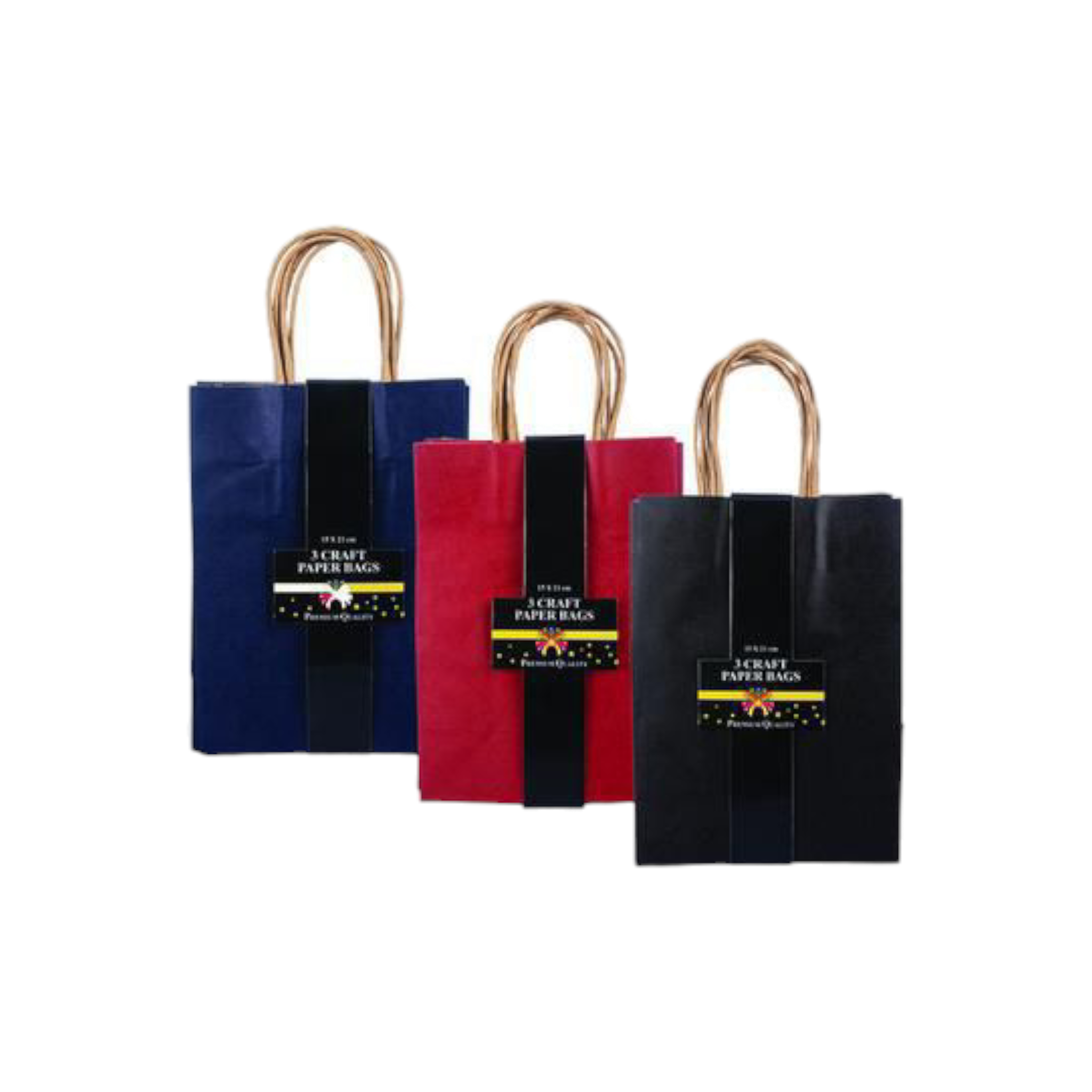 Gift Bags Kraft 3pack Small 15x21cm