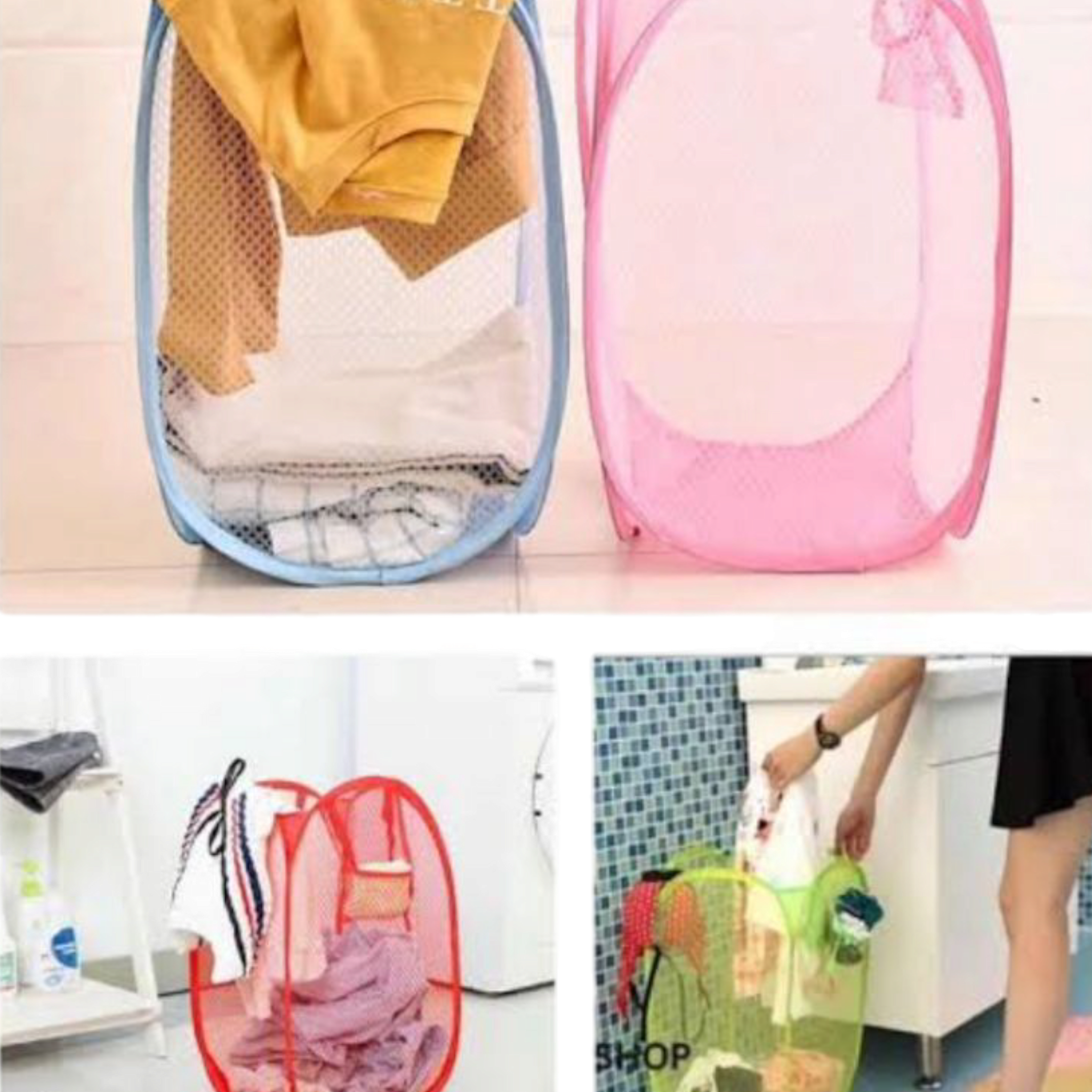 Foldable Mesh Pop-Up Laundry Basket 32x48cm