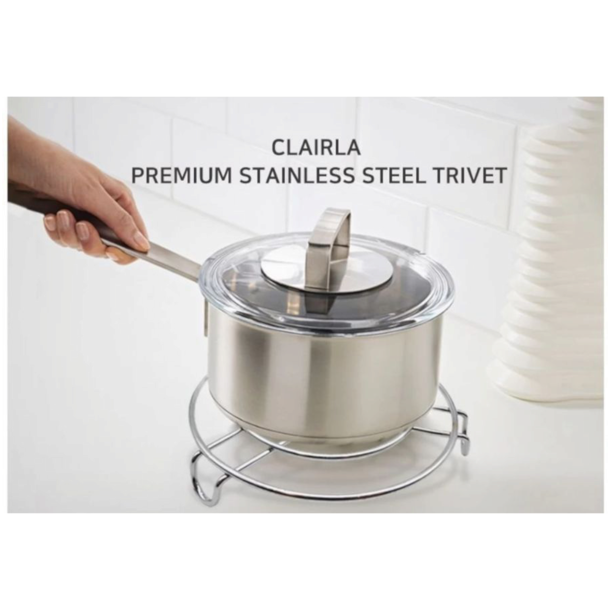Stainless Steel Round Trivet Kitchen Hotpot Holder 19.5cm