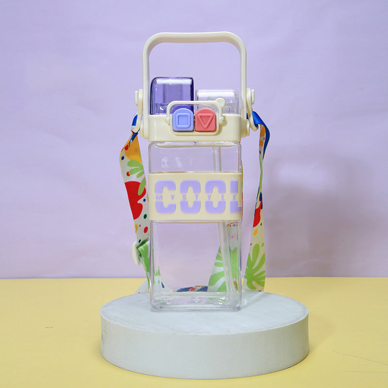 Cute Double Drinking Water Bottle Portable 2 in 1 with Straw 520ml