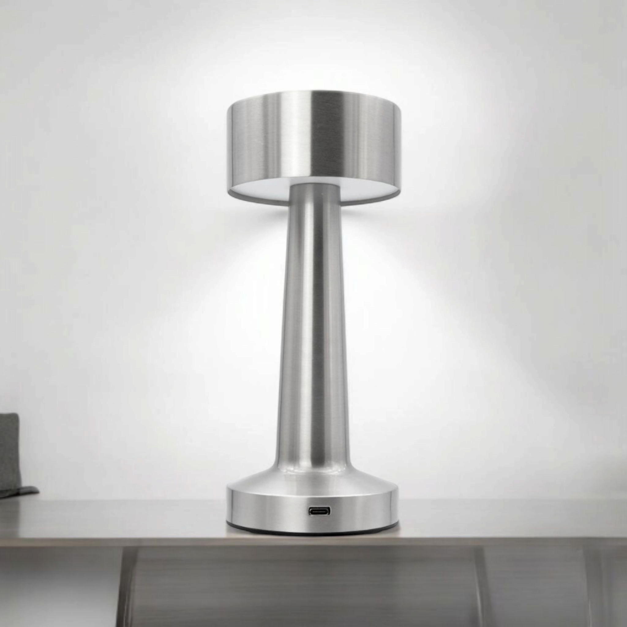 Regent Barbell Shape table Lamp Metal Silver 90x210mm