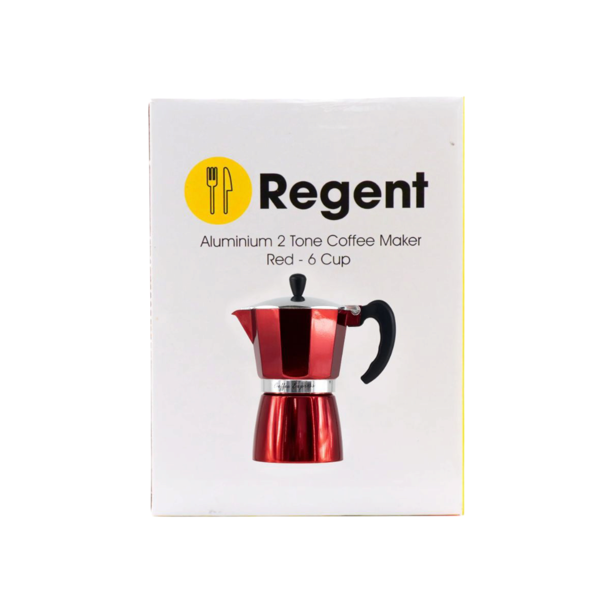 Regent 257ml Espresso Coffee Maker Pot Aluminium 2-Tone Red & Silver 6-Cup 41421