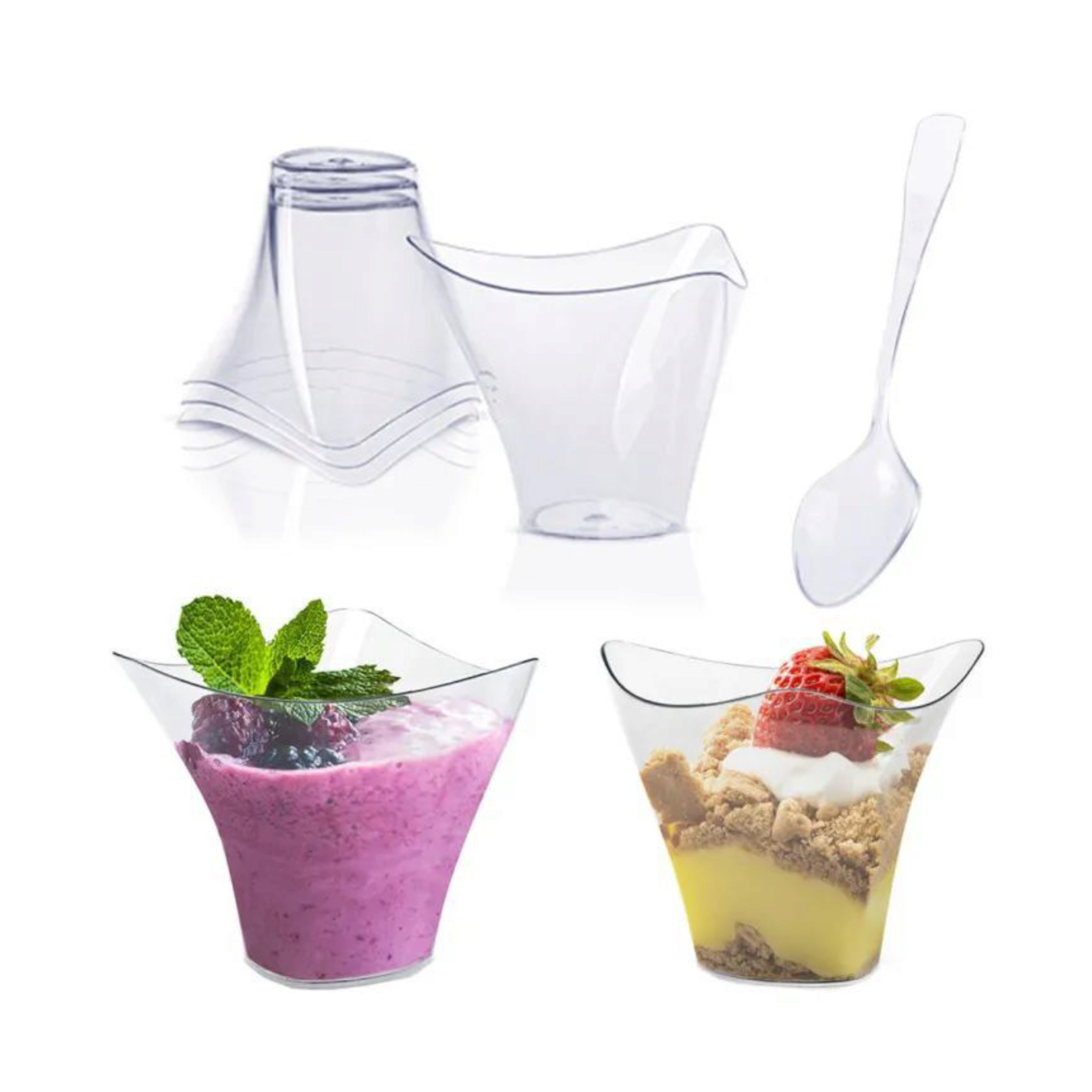 Acrylic Plastic Twisted Triangle Reusable Dessert Cup 100ml 10pack 7.5x3.5x6.2cm