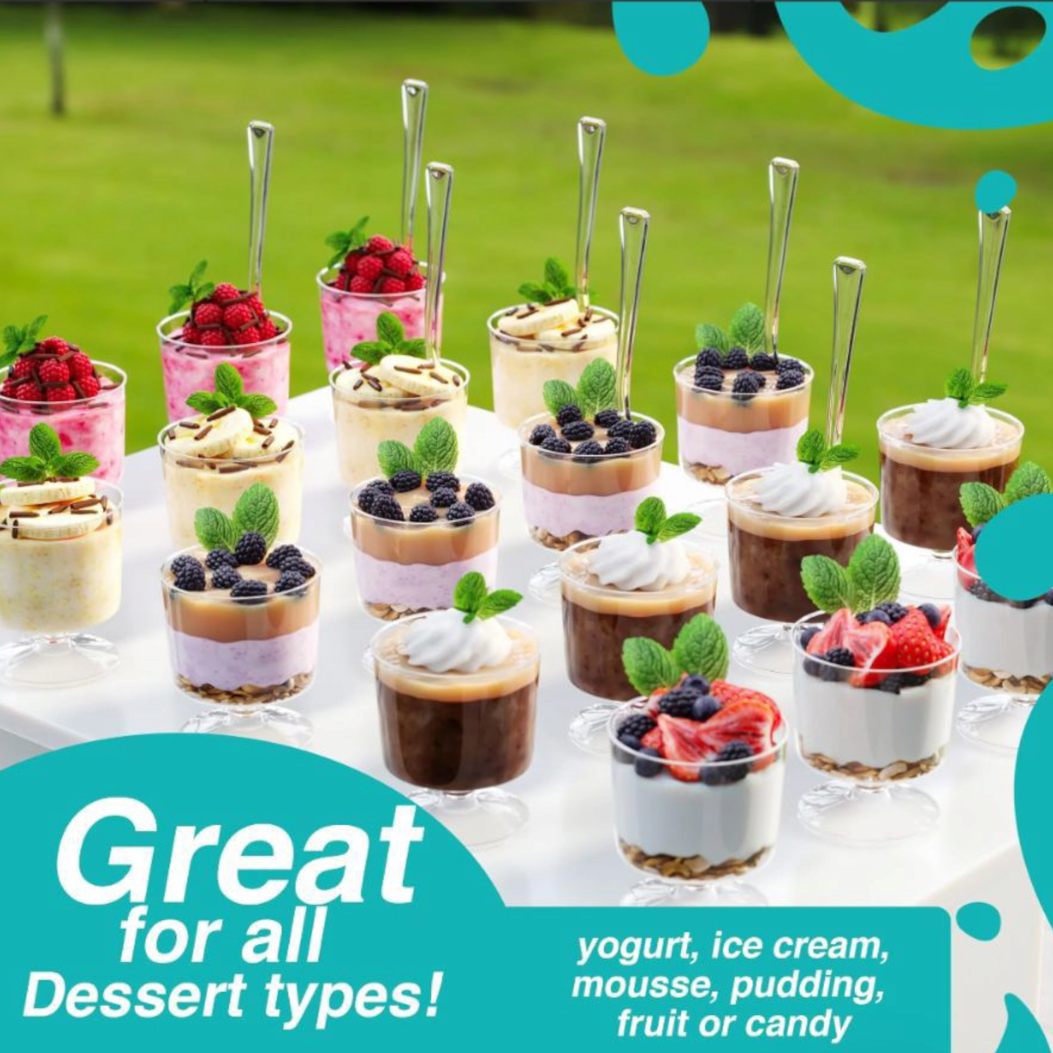 Acrylic Plastic Mini Stemmed Reusable Dessert Cups 120ml 5.5x8.5cm 10pack