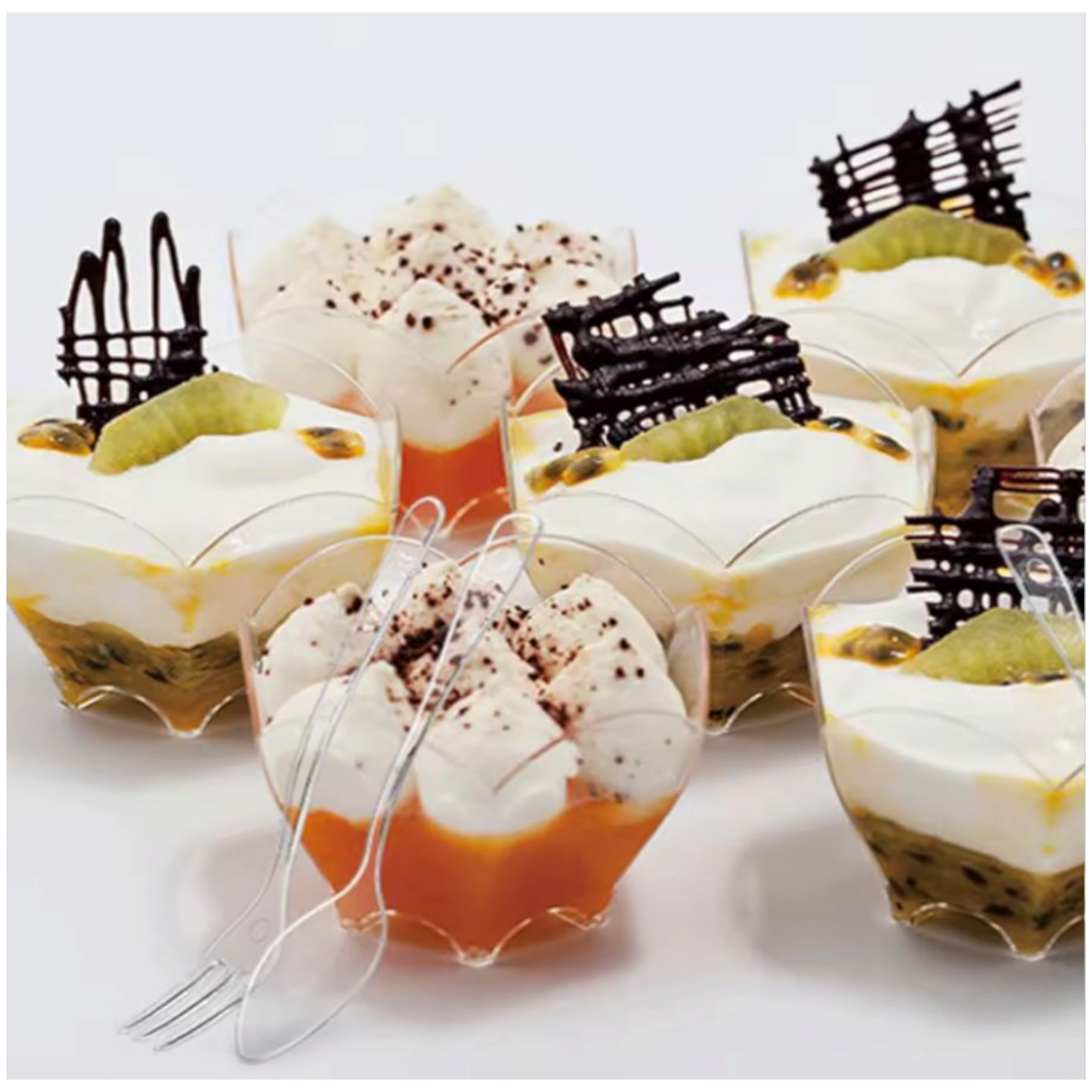 Acrylic Flower-Shaped Reusable Dessert Cup 60ml 10Pcs 7x4.2x4.4cm