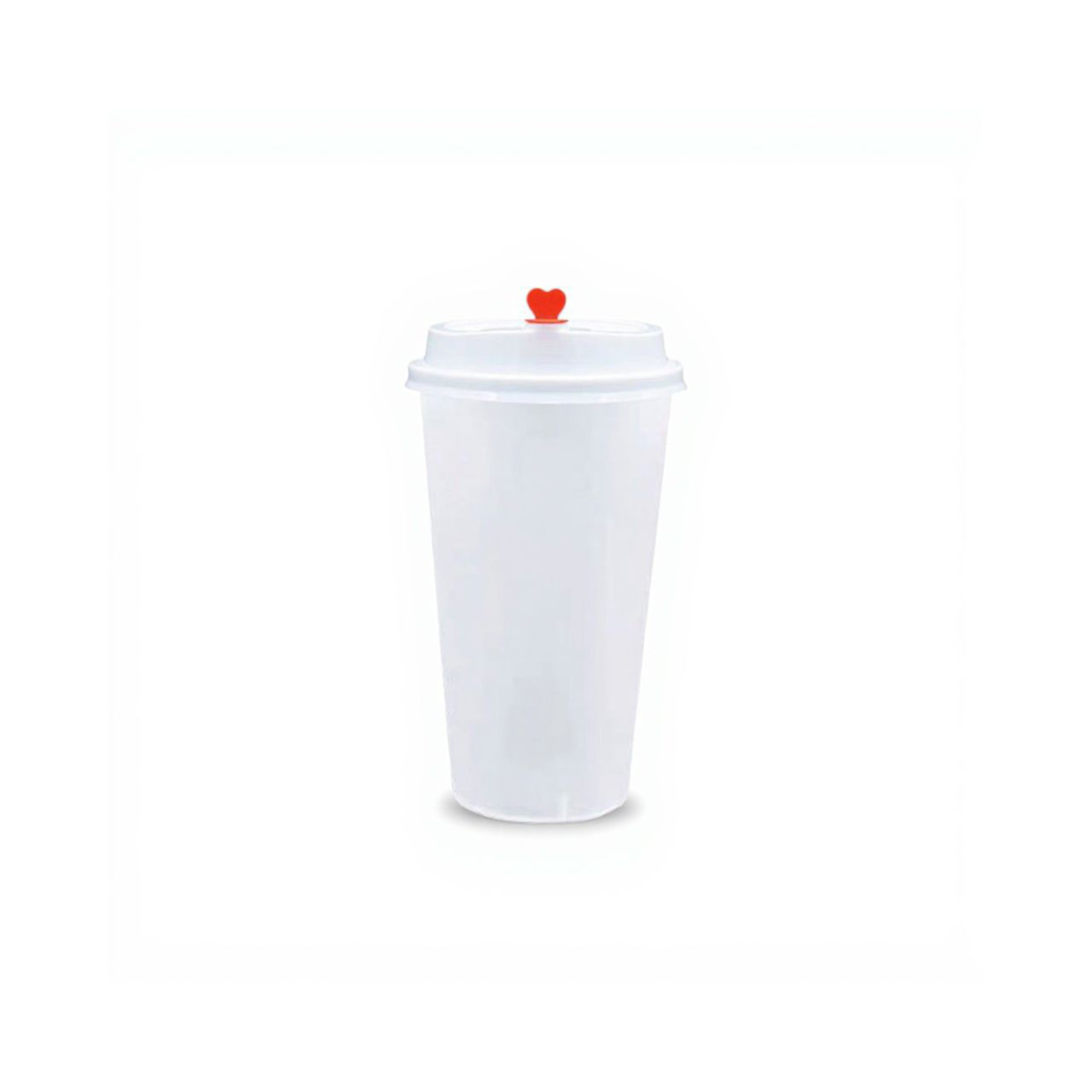 500ml Frosted Smoothie Cup Plastic with Lid & Red Heart Sip Plug 10pack