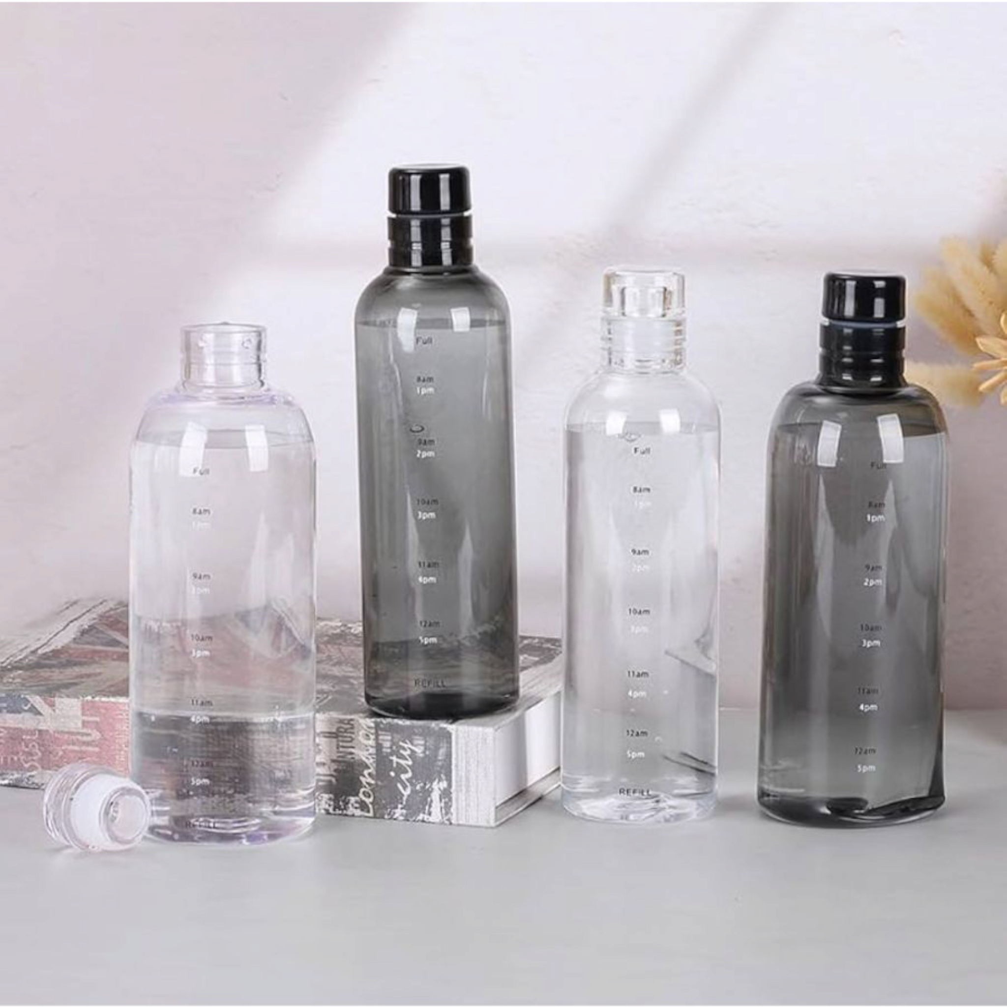 Elegant Time-Scale Sports Water Bottle Acrylic 750ml - Leak Proof 23x6.5cm