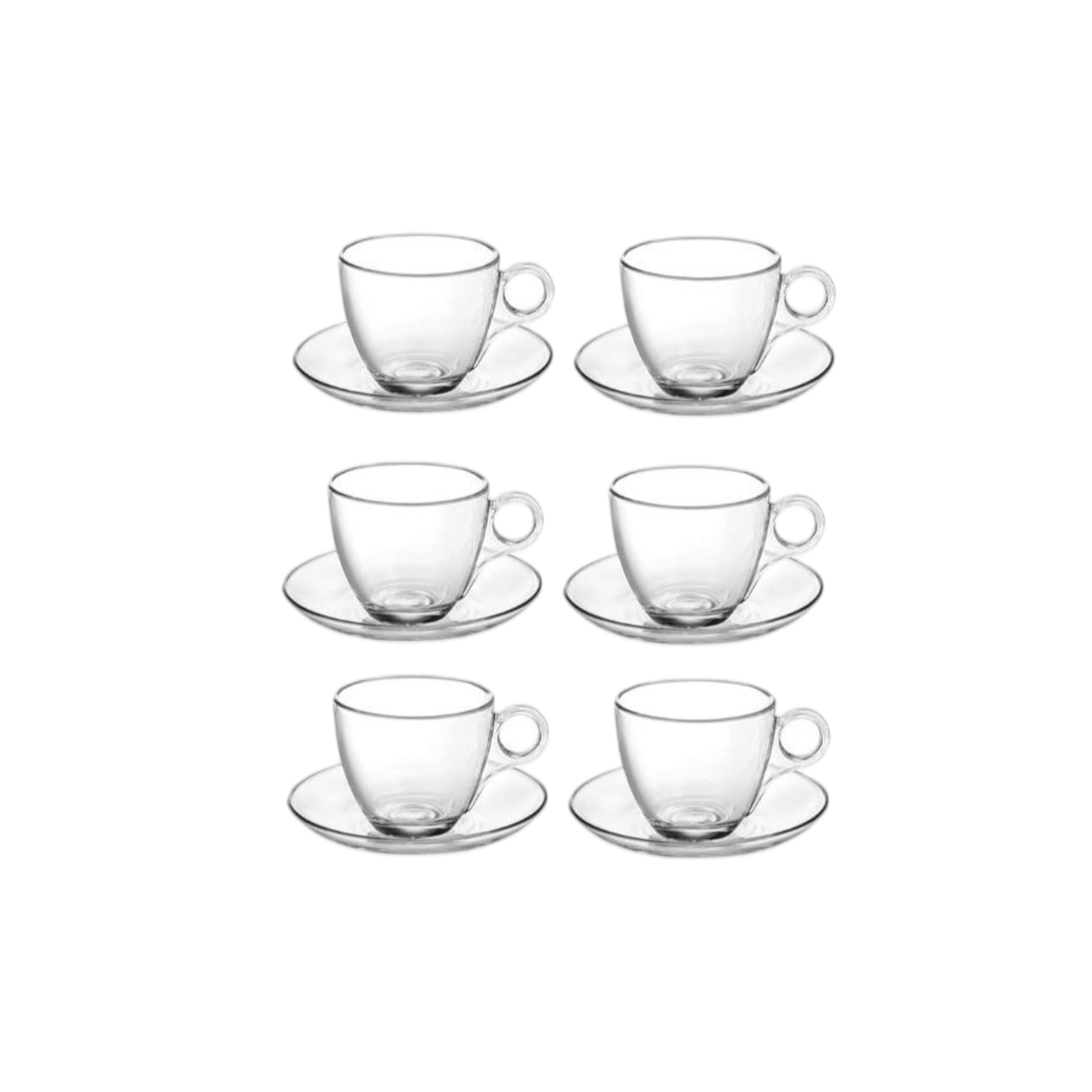 Deli Glass Coffee Set Cup & Saucer 12pcs