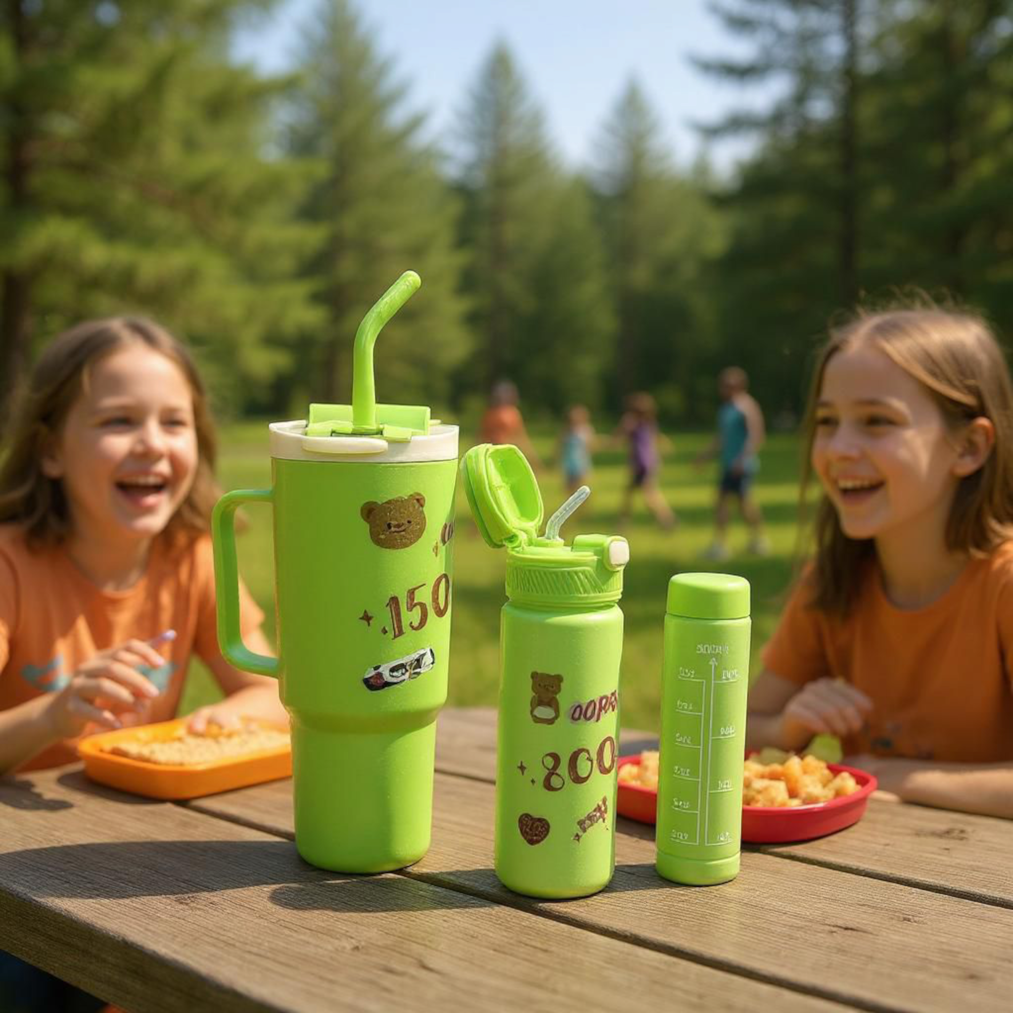 Habei Bear Travel Flask Drinking Tumbler 3pc Set