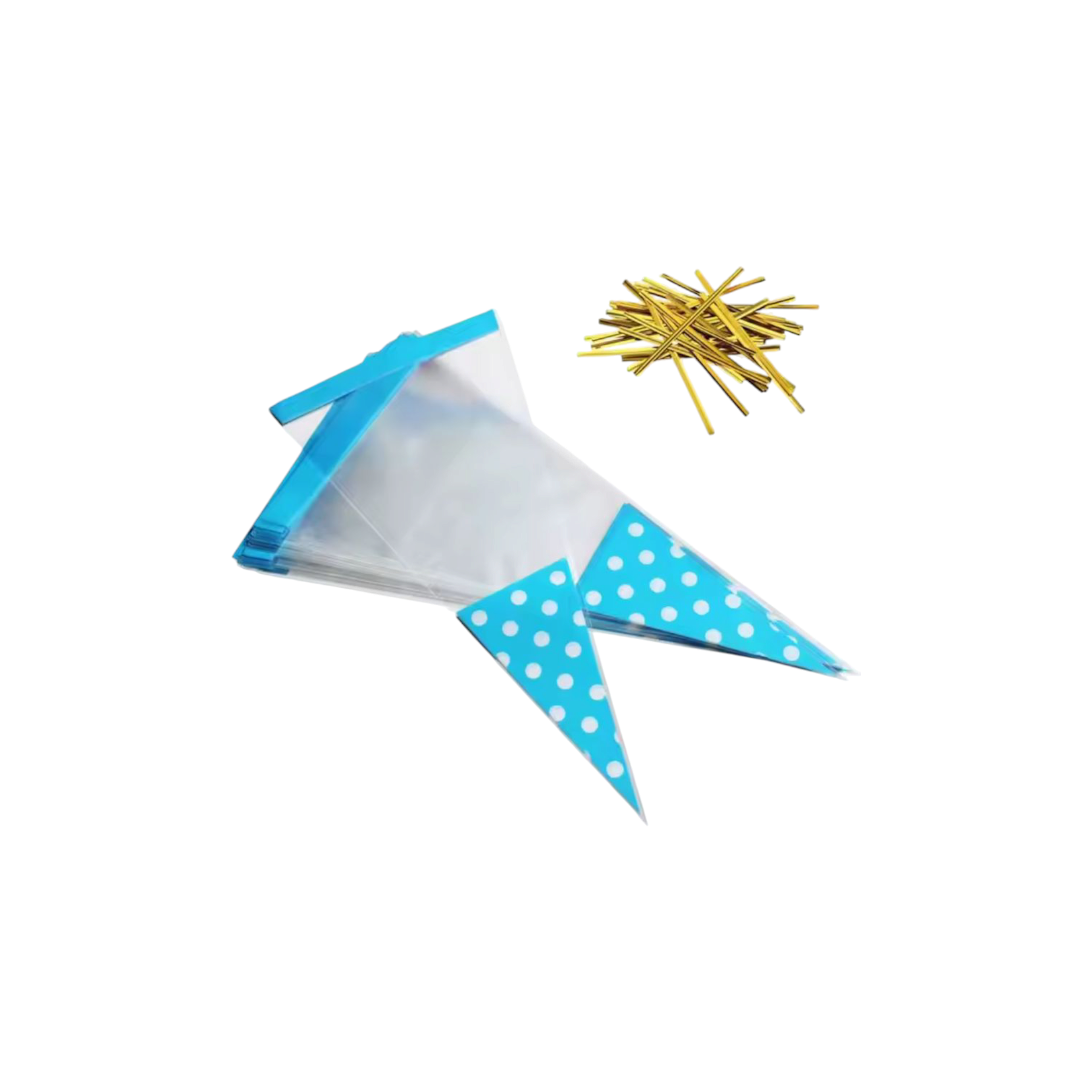 Cellophane Polka Dot Piping Bags with Ties 18x37cm 100pcs