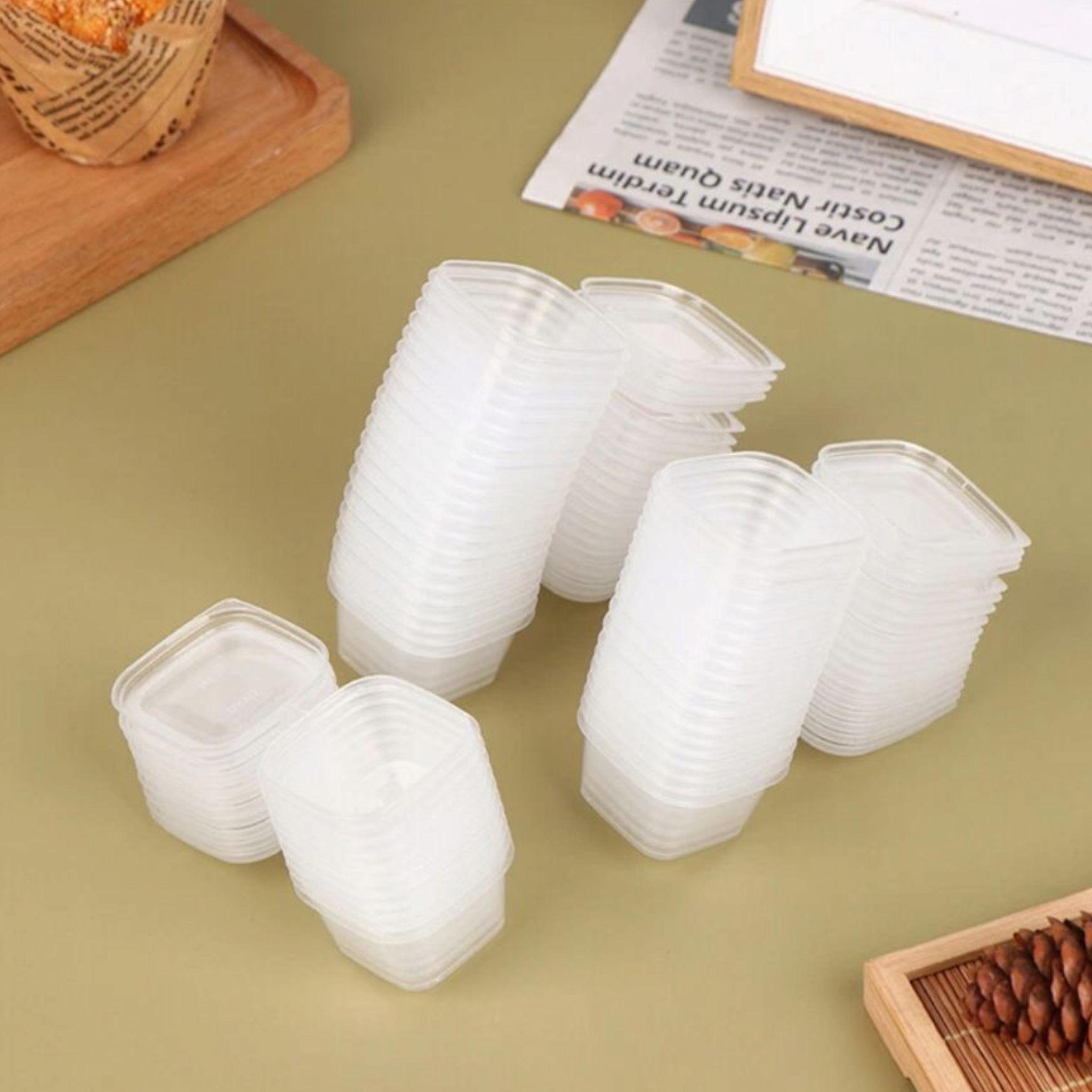 Disposable PP Takeaway Sauce Tubs Square - Plastic Dipping Container with Lid 10pack