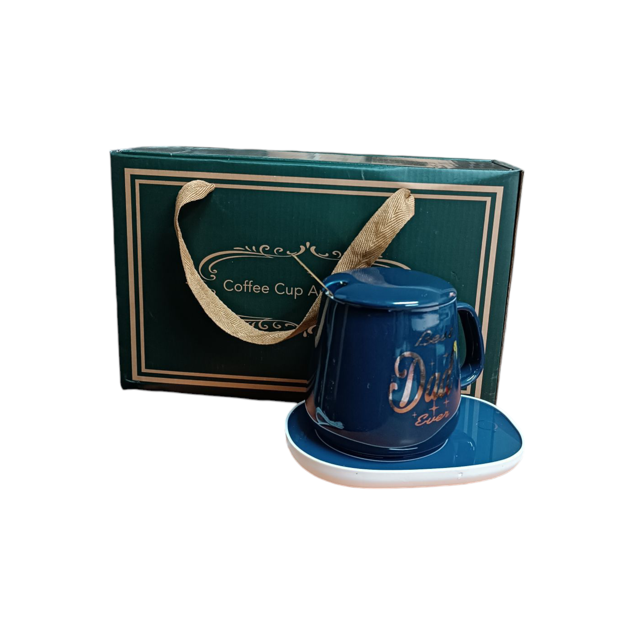 Smart Ceramic Thermostatic Coffee with lid and Spoon Gift Set Dad