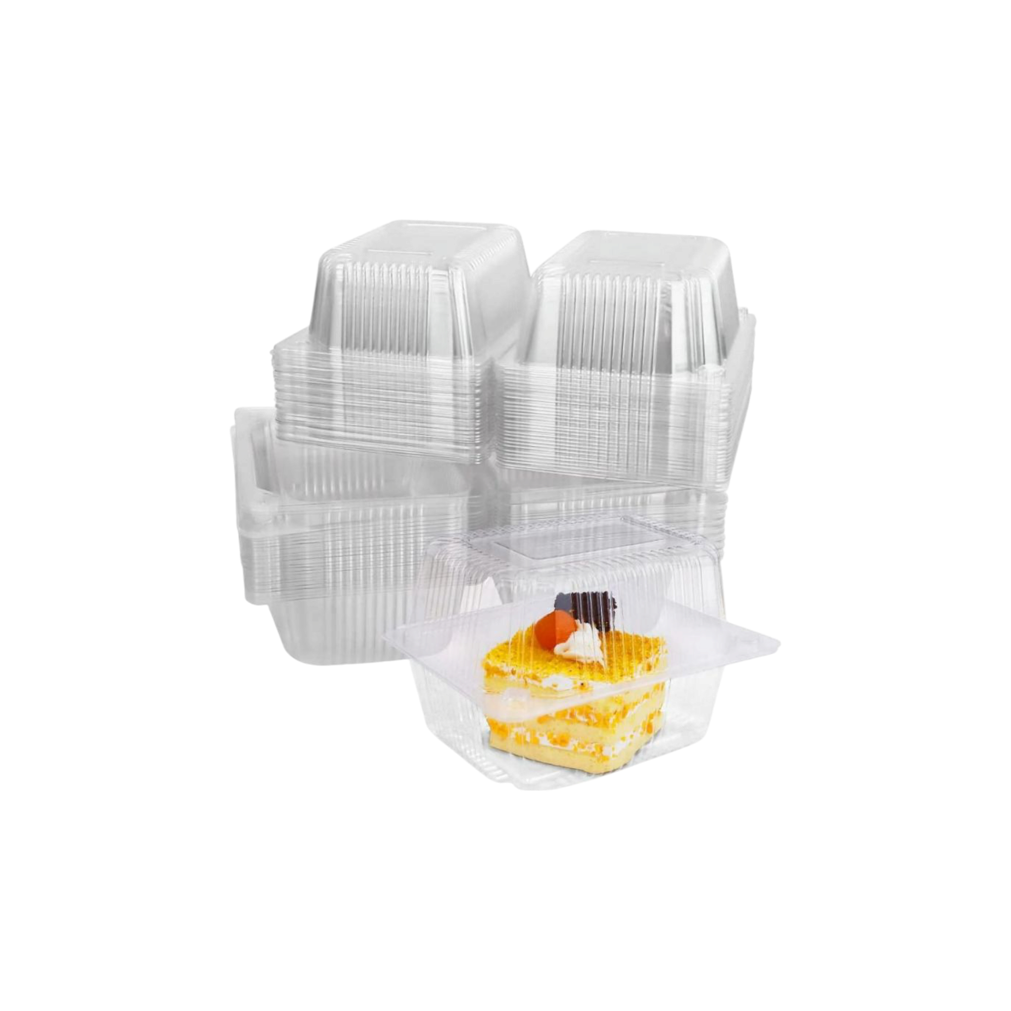 Disposable Takeaway Food Clamshell Storage Container 13x12+8cm - Hinged Flip Lid 10pack
