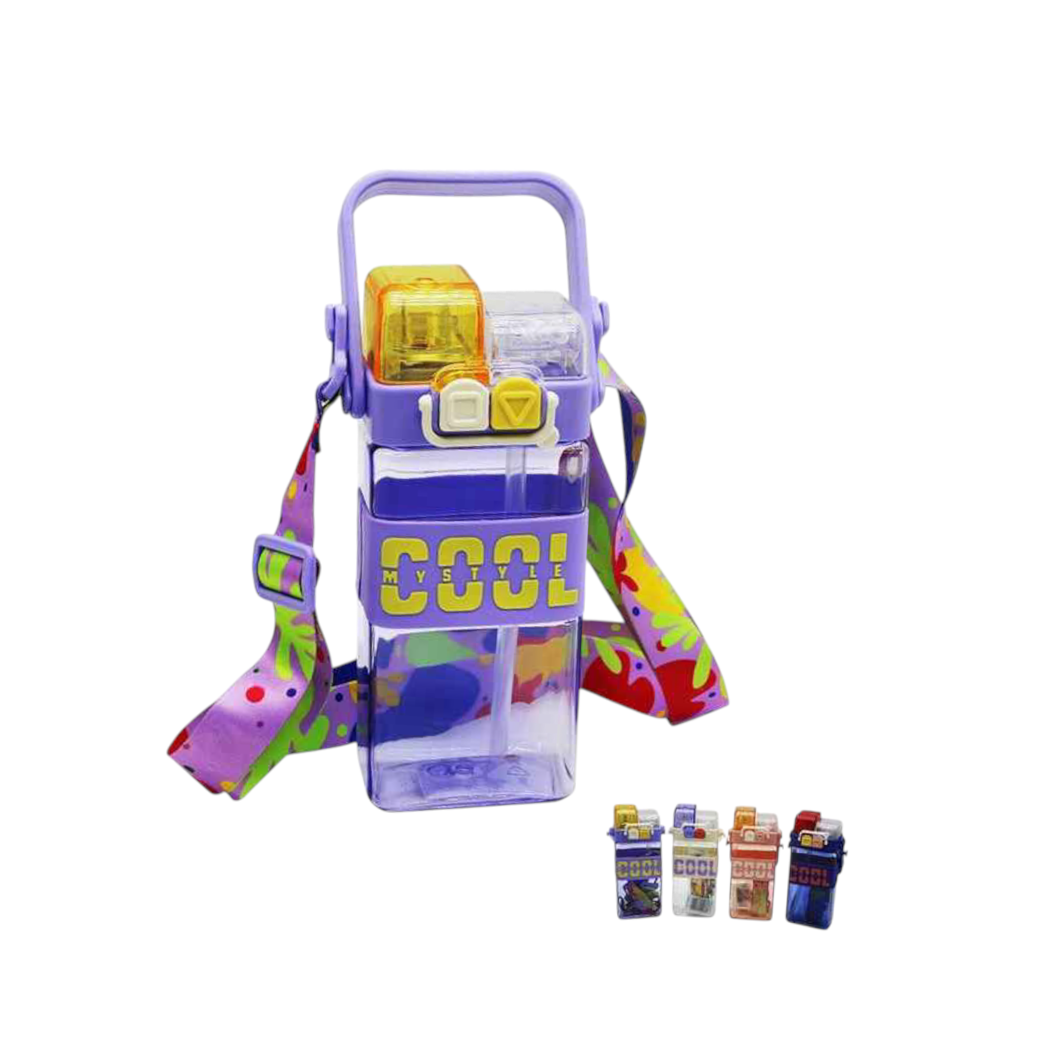 Cute Double Drinking Water Bottle Portable 2 in 1 with Straw 520ml