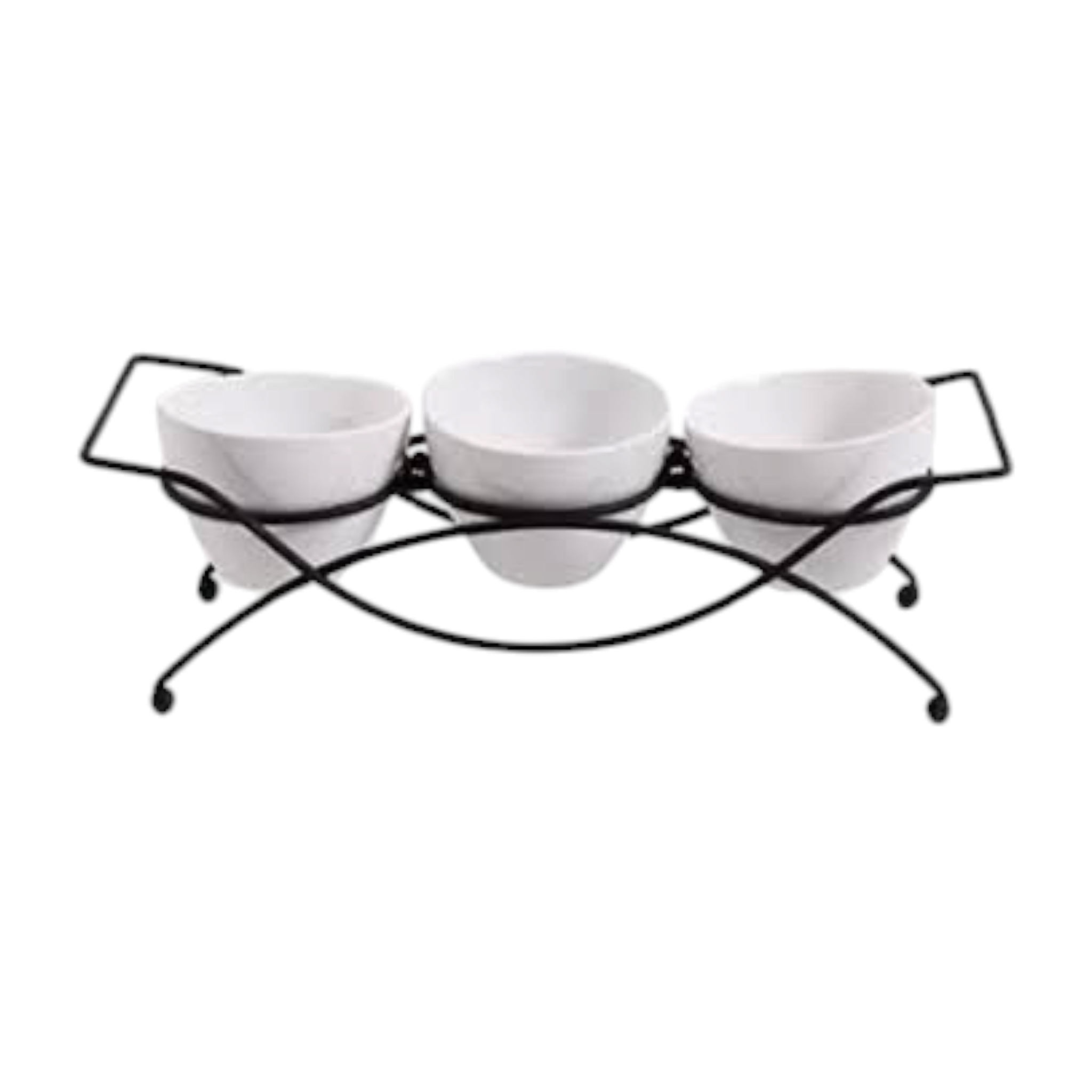 3-Pieving Bowl Set With Black Standce Ser