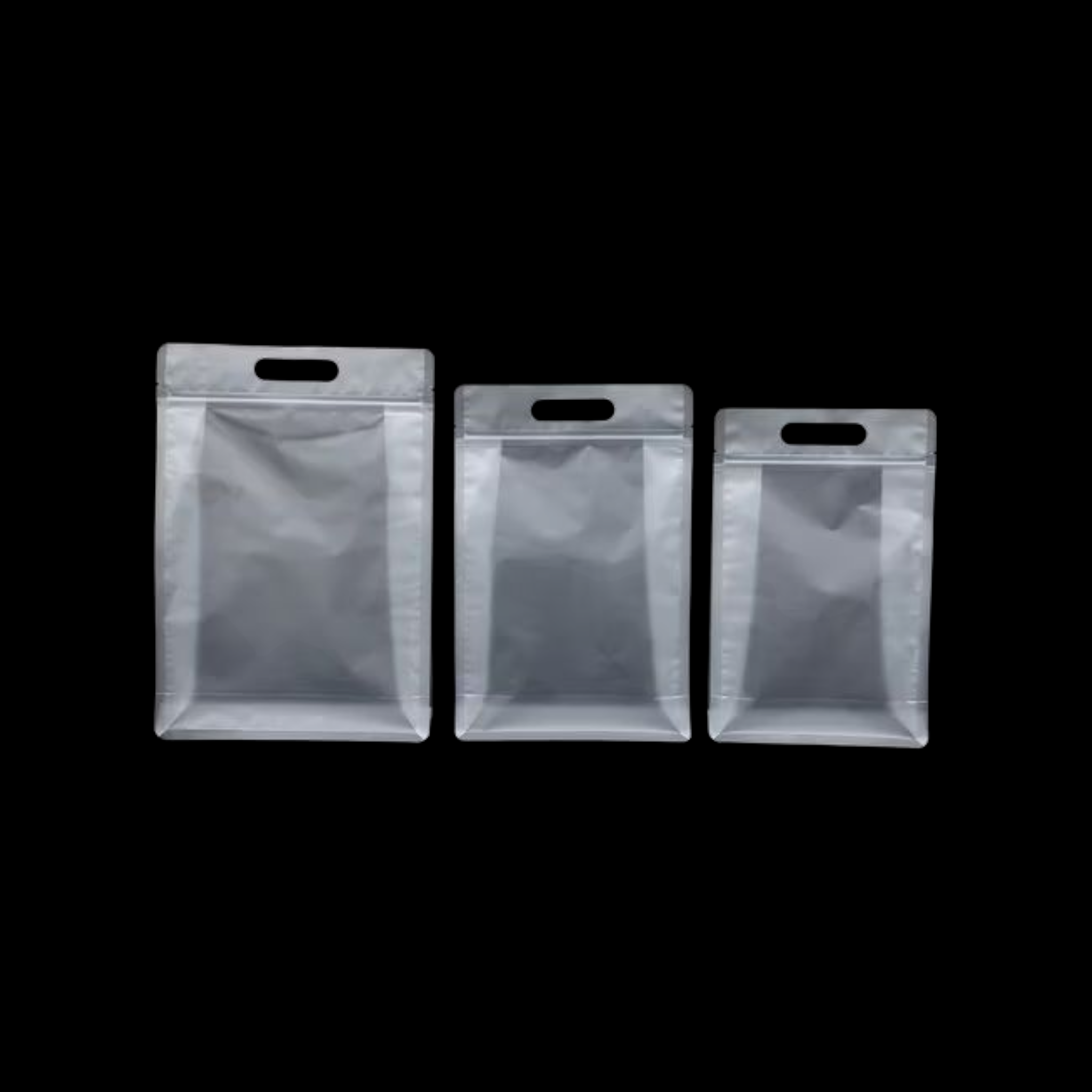 Food Grade Zip Lock Stand-Up Carry Pouch Plastic Bags Portrait Transparent with Handle Flat Bottom Gusset 10pack Resealable