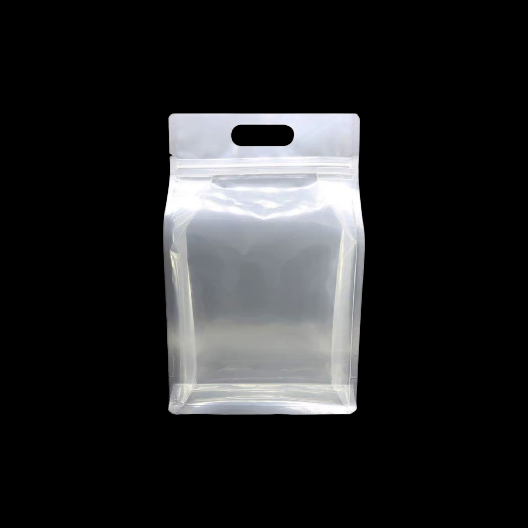 Food Grade Zip Lock Stand-Up Carry Pouch Plastic Bags Portrait Transparent with Handle Flat Bottom Gusset 10pack Resealable