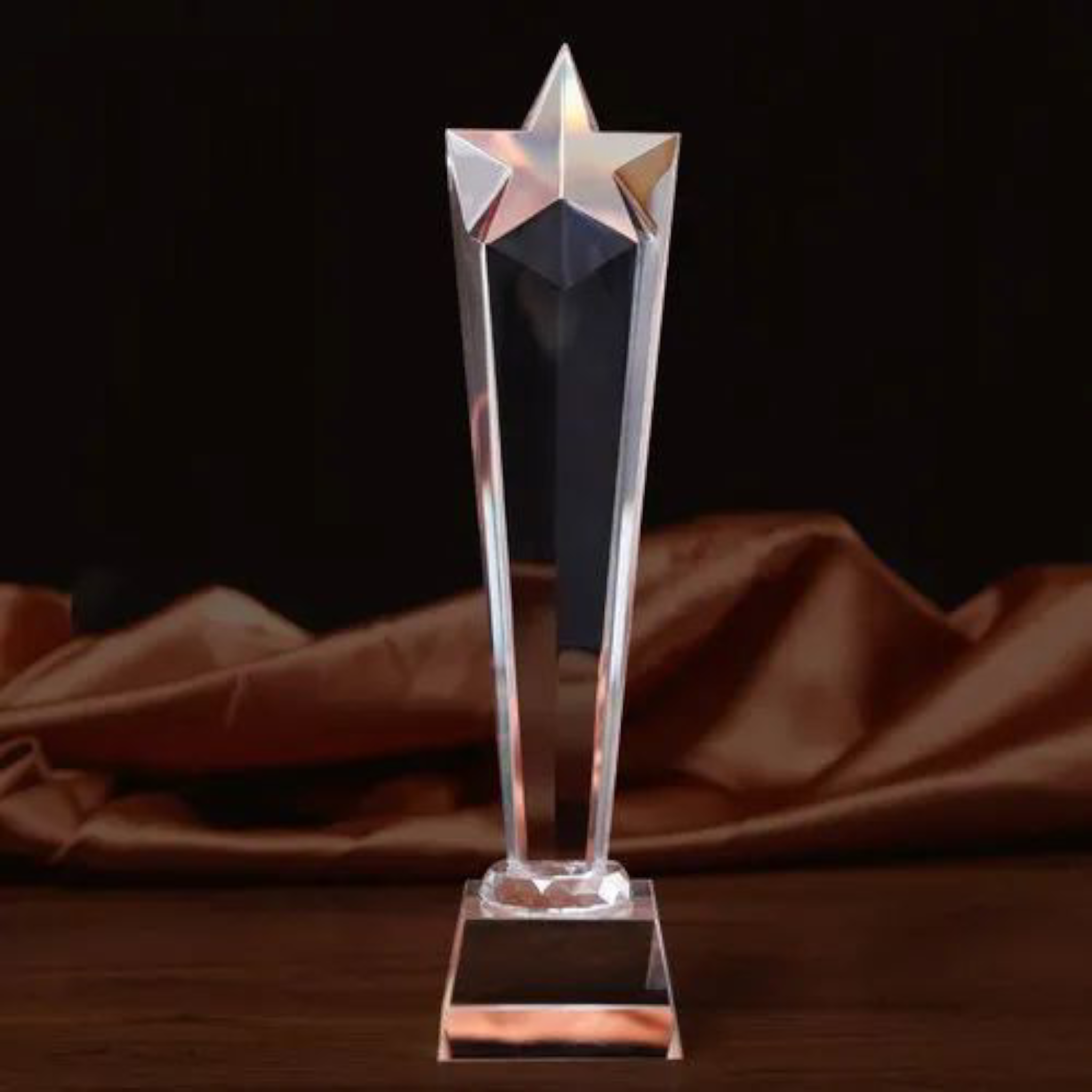 Glass Faceted Design Trophy 25cm
