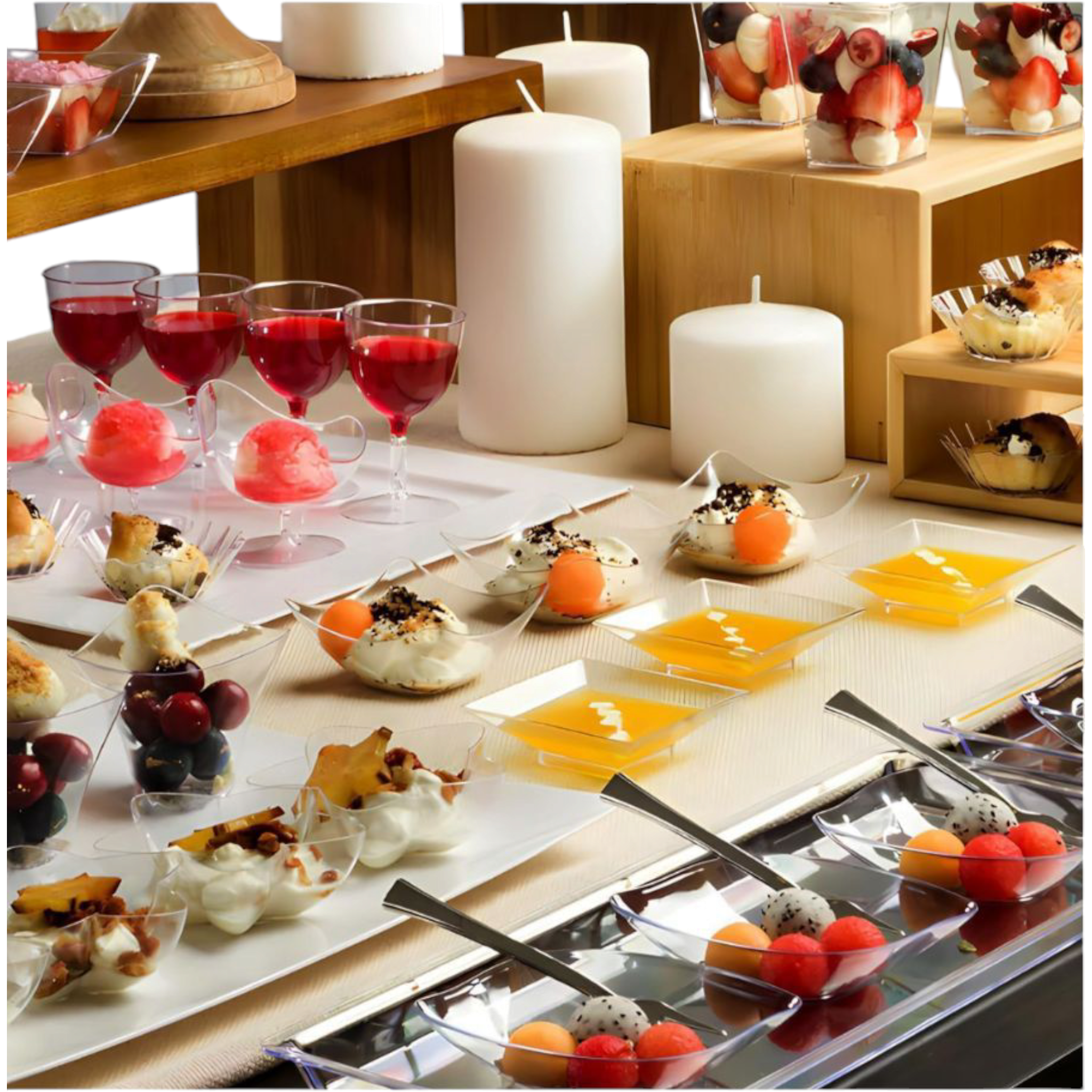 Acrylic Mini Flutter Reusable Dessert Bowl 79ml 10Pcs 7.6x7.6x3.6cm