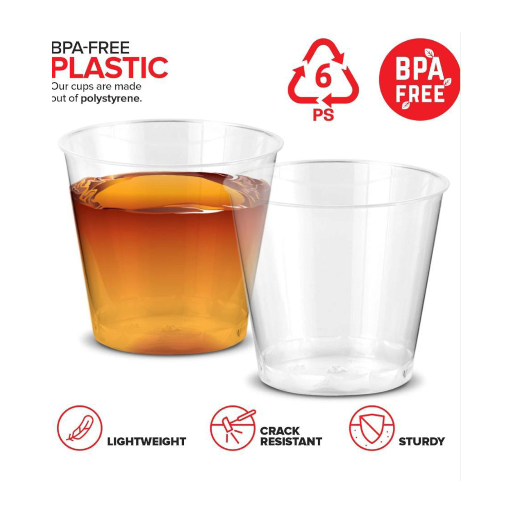 Acrylic Plastic Mini Reusable Dessert/Drinking Cups 4.6x5cm 10pack