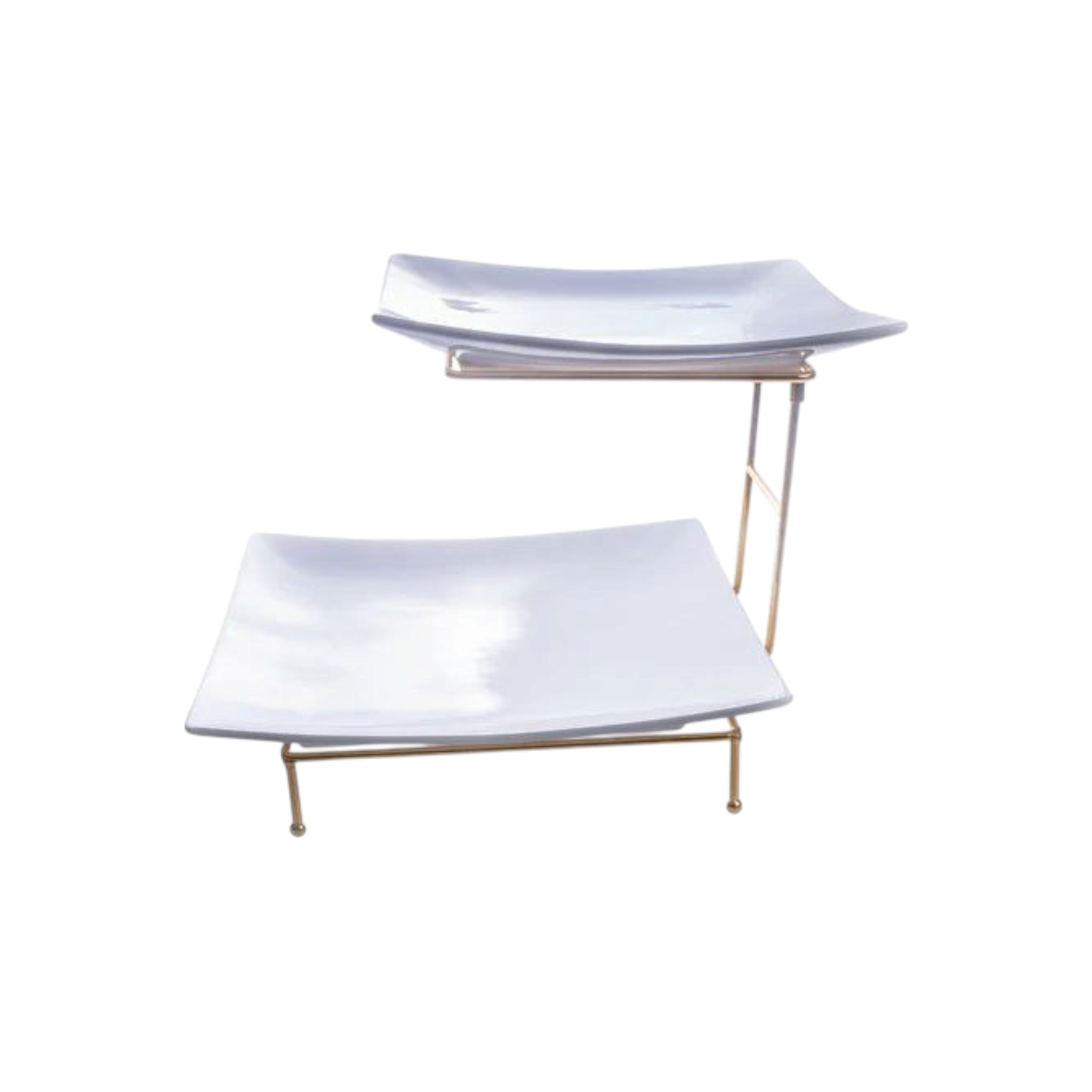 2-Tier Plate Set with Gold Stand