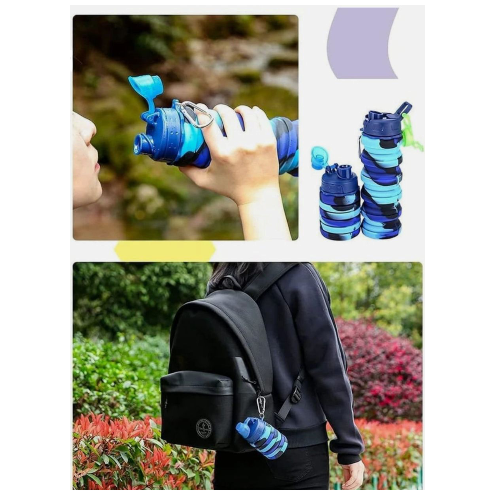 Silicone Collapsible Adjustable Water Drinking Bottle 13.5x7cm