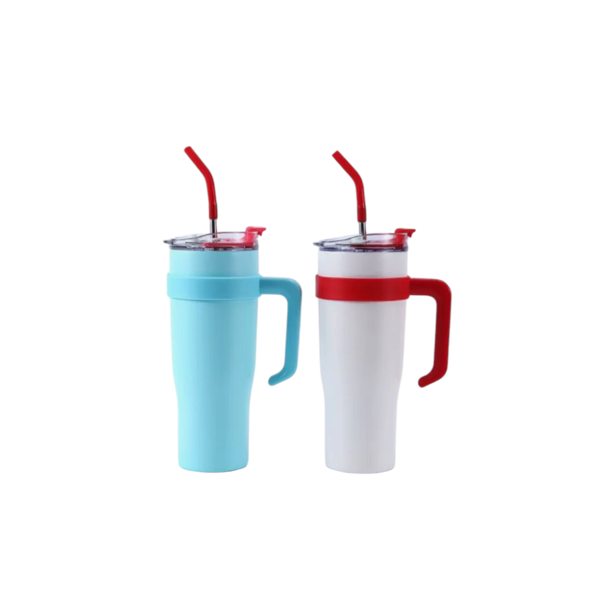 1.2L Travel Mug Thermos Flask Stainless Steel with Handle & Straw