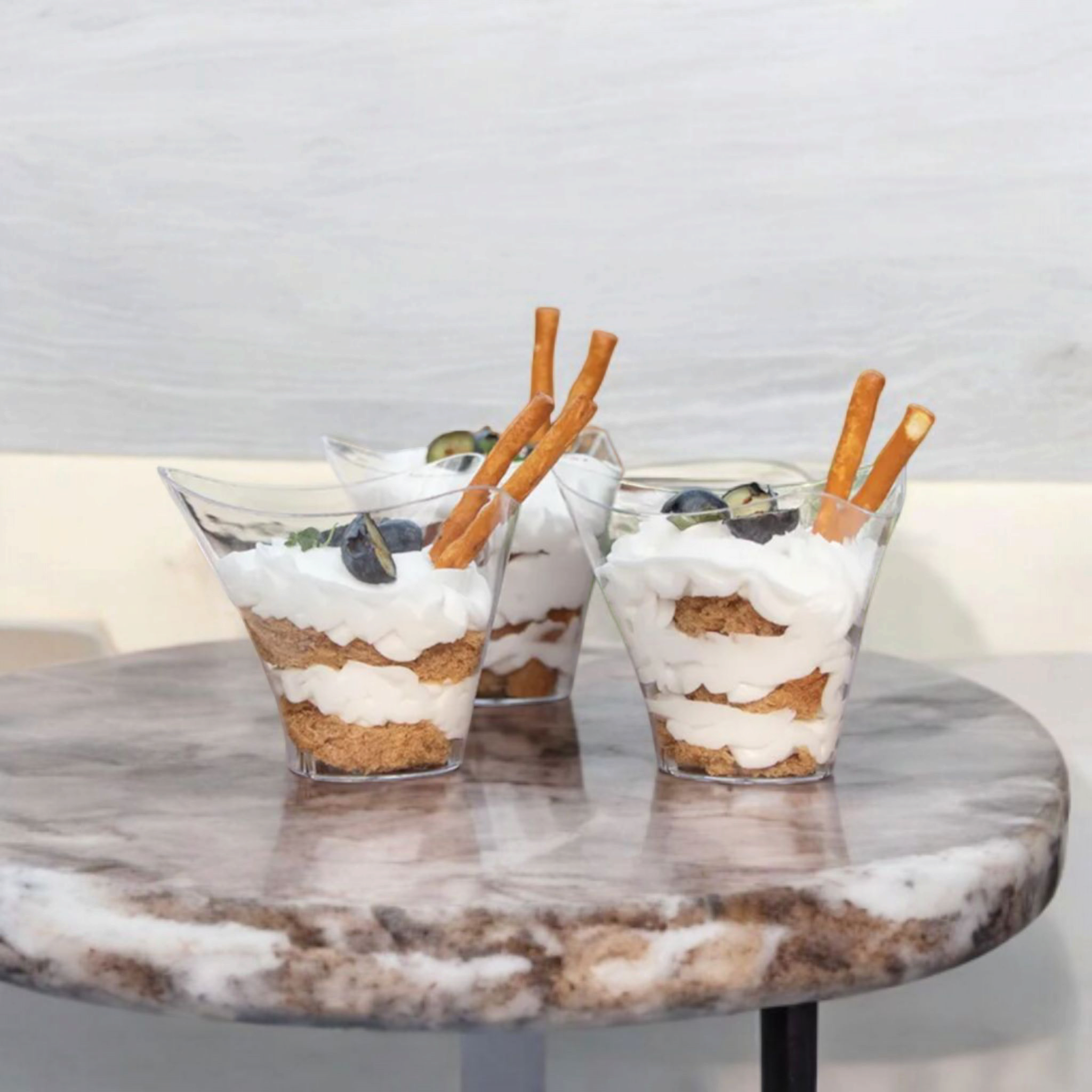 Acrylic Plastic Twisted Triangle Reusable Dessert Cup 100ml 10pack 7.5x3.5x6.2cm