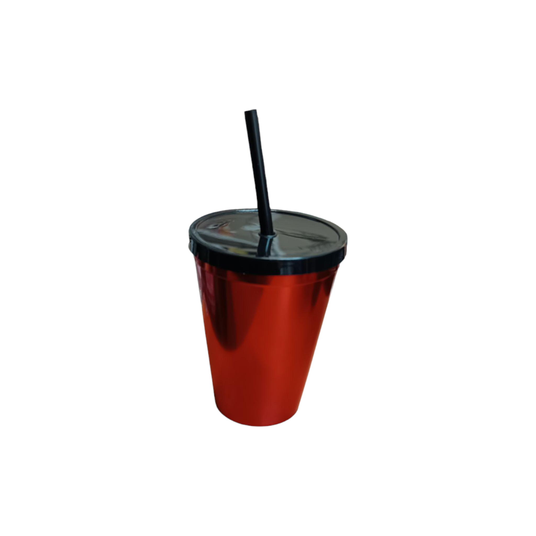 420ml Reusable Metallic Drinking Cup Tumbler with Lid & Straw