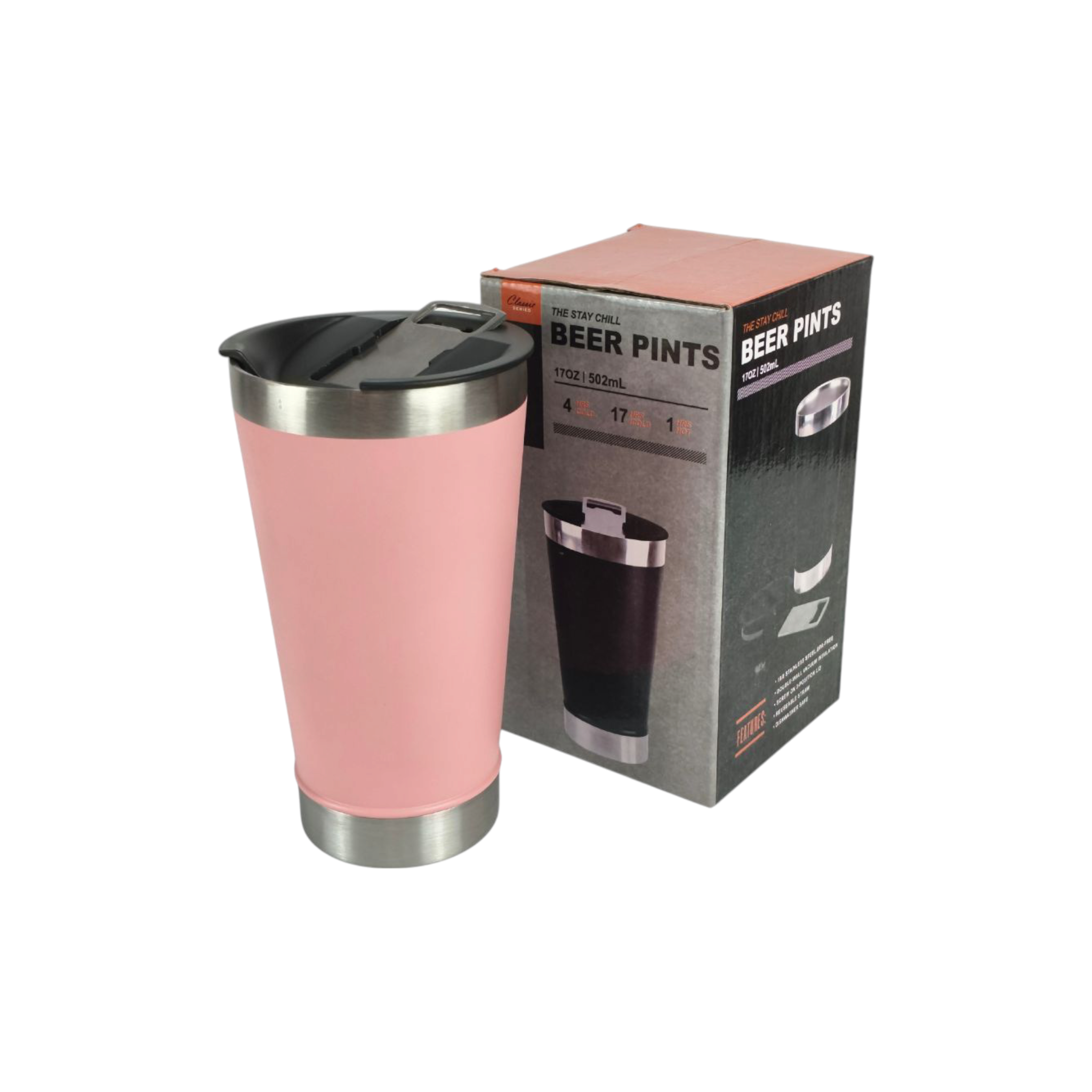 Thermos Drinking Mug 502ml with Lid Stainless Steel Double Wall