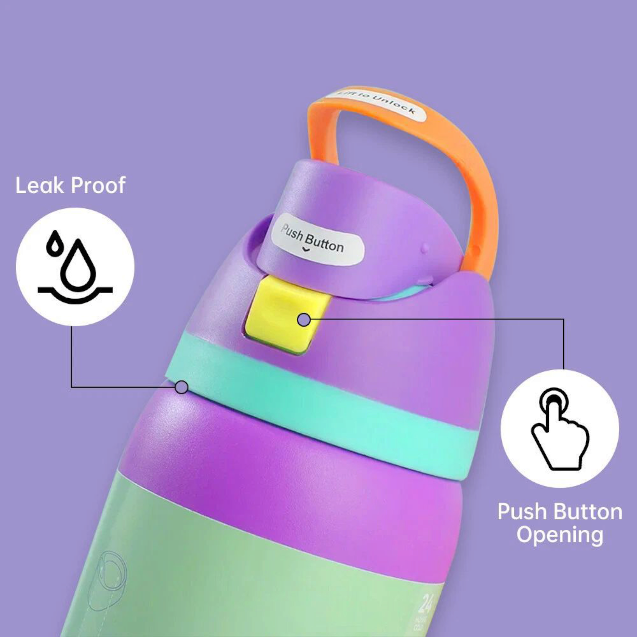 960ml Aqua Stainless Steel Double-Layer Insulated Water Bottle -1pc