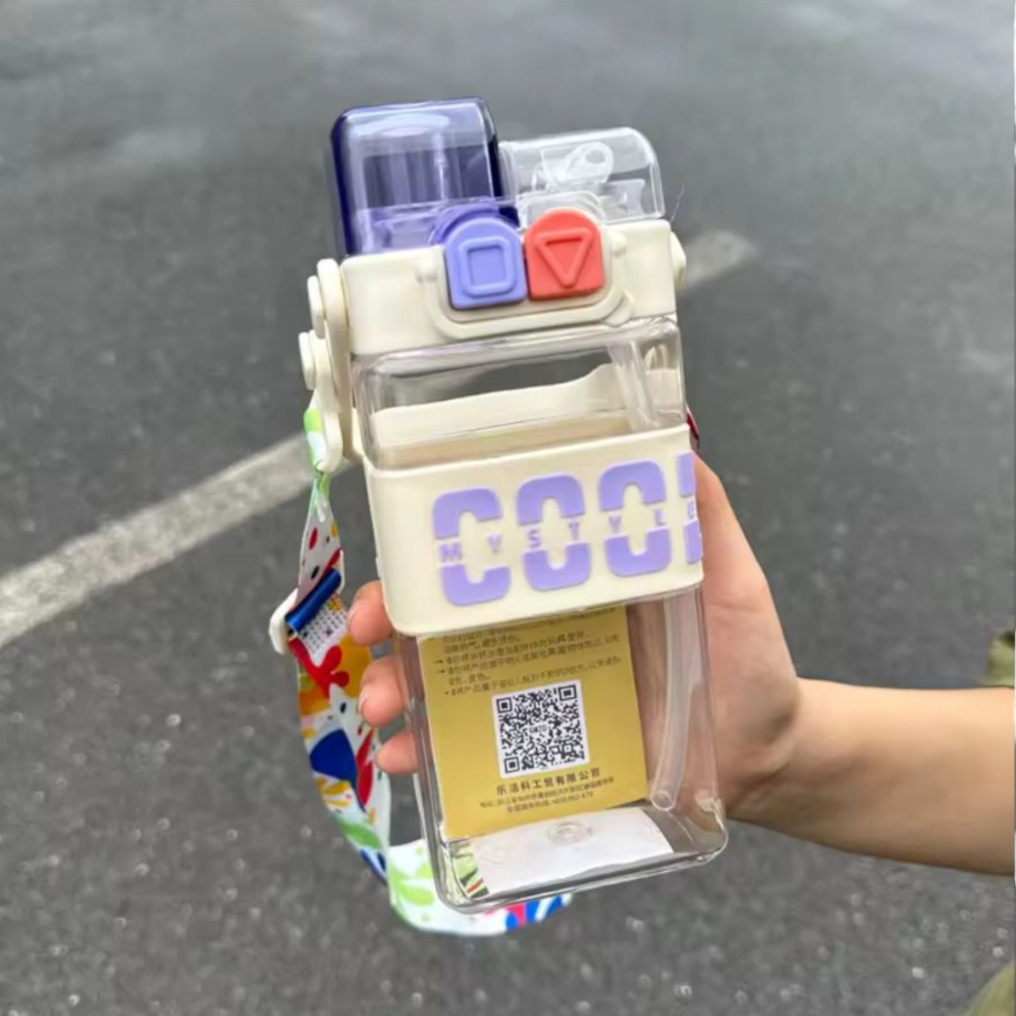 Cute Double Drinking Water Bottle Portable 2 in 1 with Straw 520ml