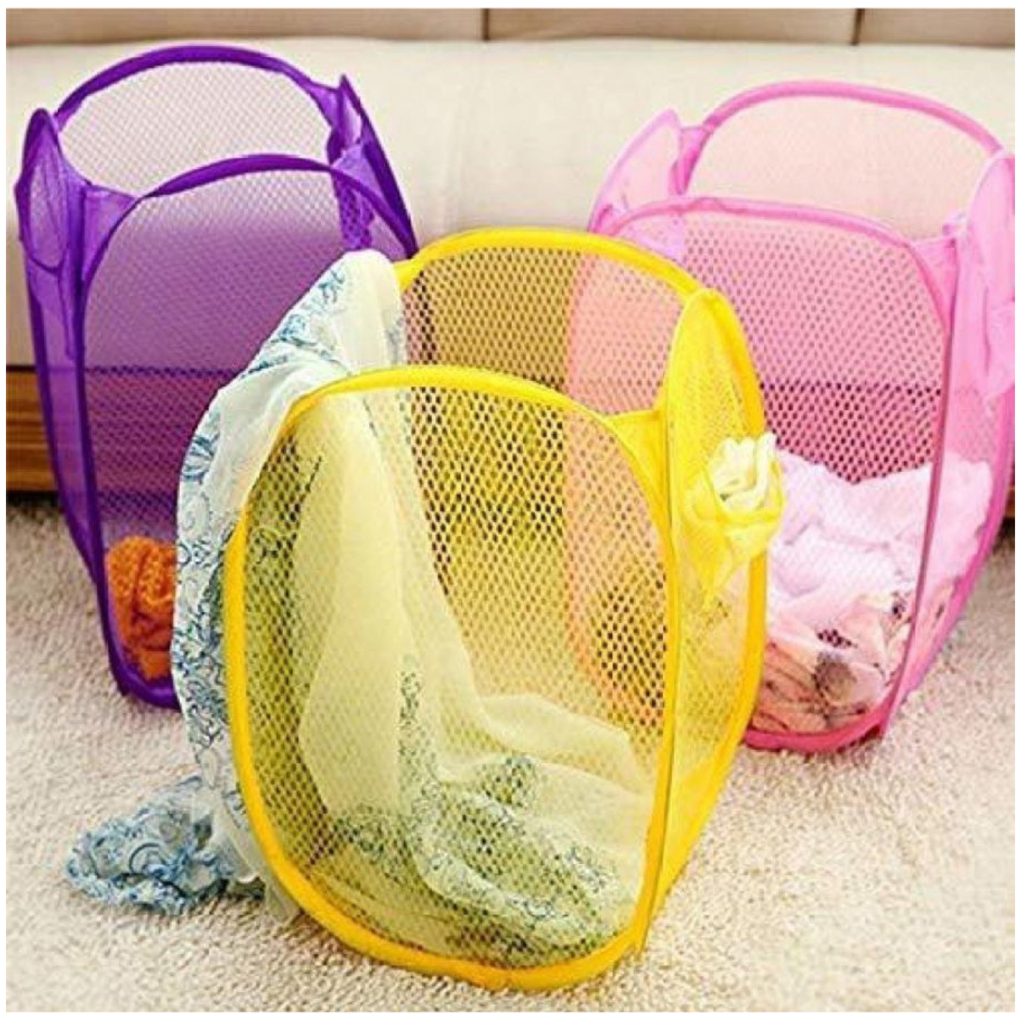Foldable Mesh Pop-Up Laundry Basket 34x57cm