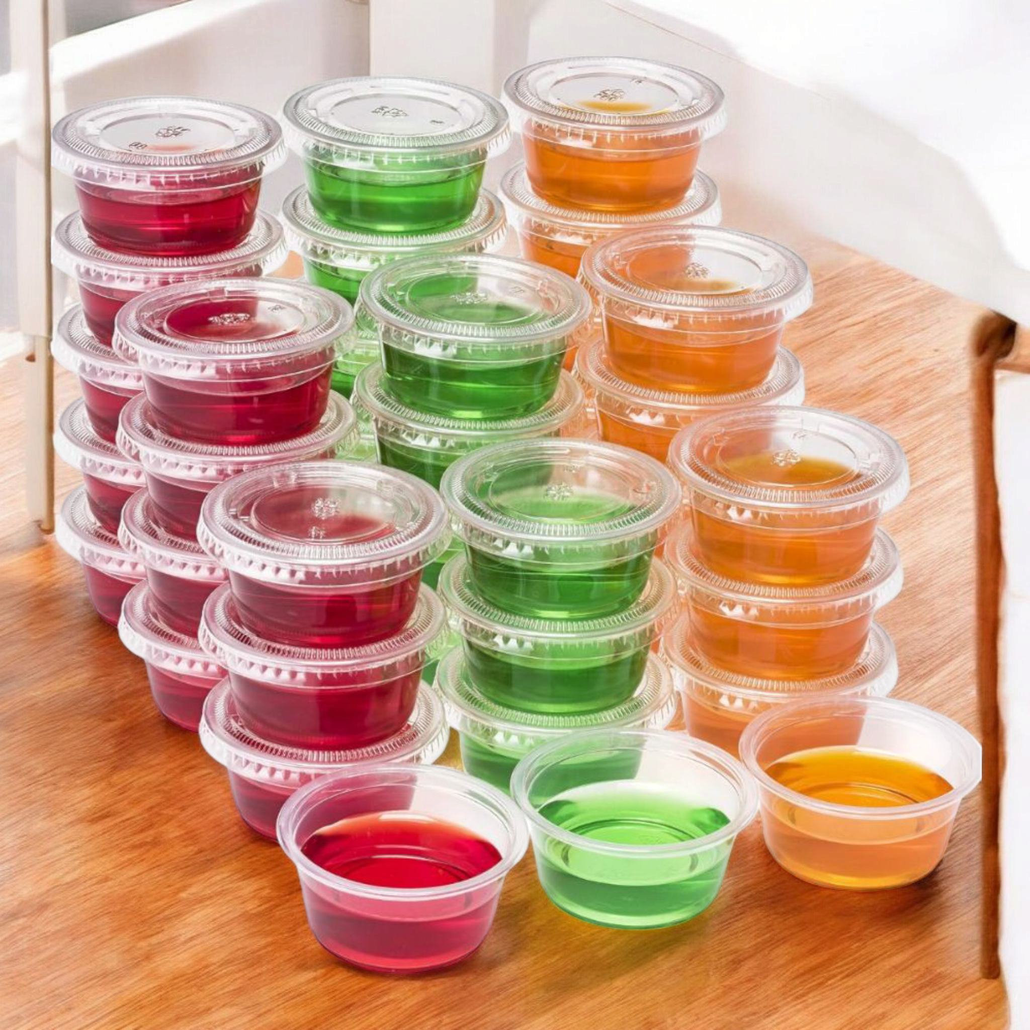 Disposable PP Takeaway Sauce Tubs Round - Plastic Dipping Container with Lid 100pack