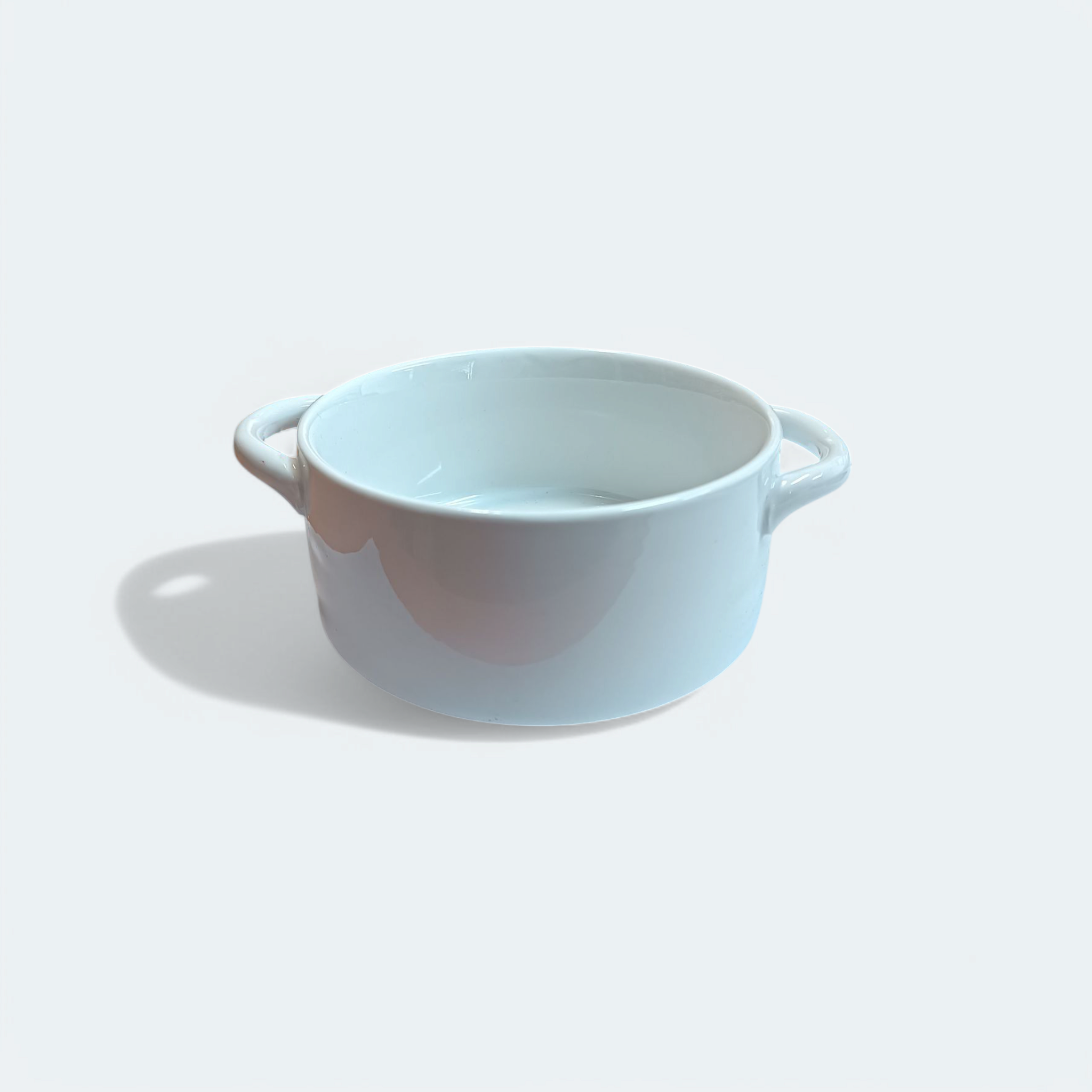 White Ceramic Soup Bowl with handle 17.5x13x6cm