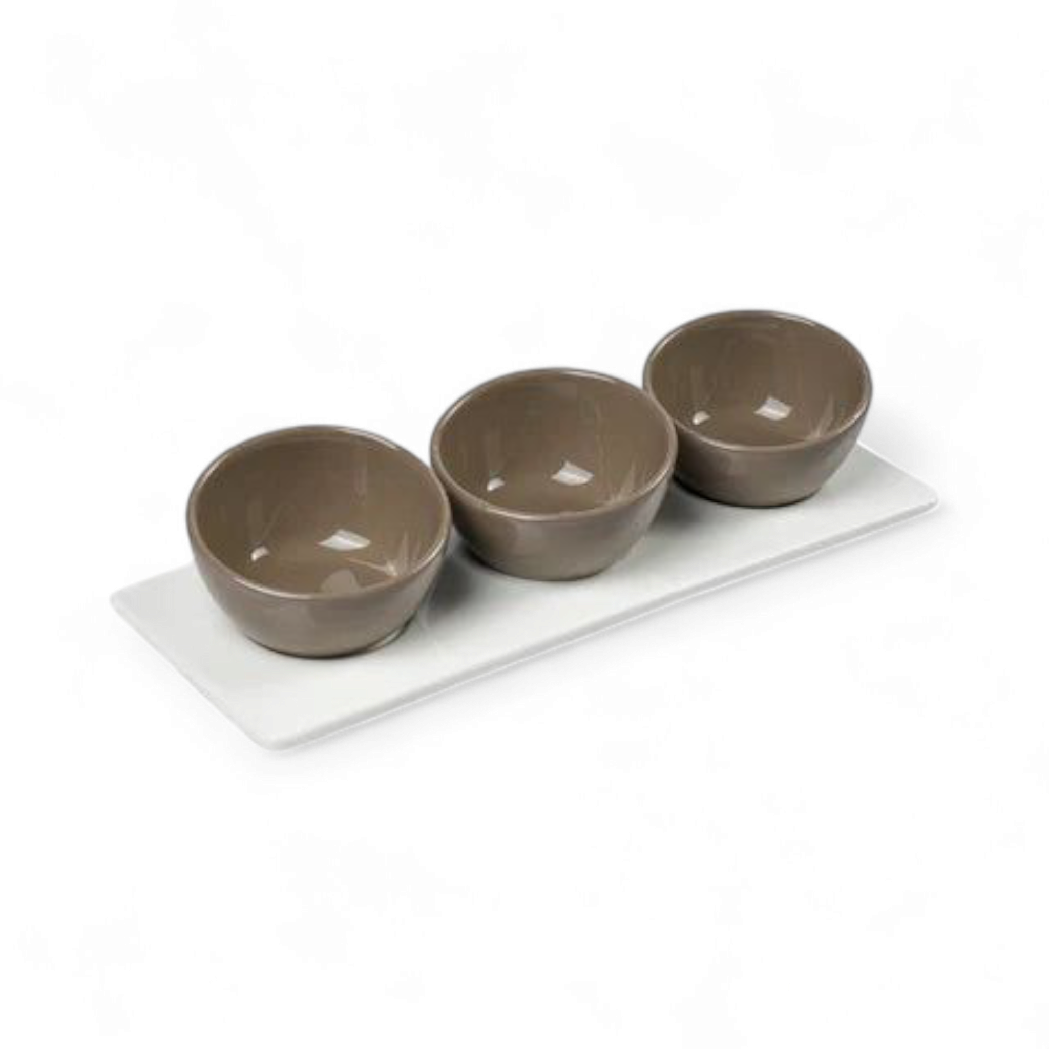 3-Piece Condiment Serving Bowl Set with Tray
