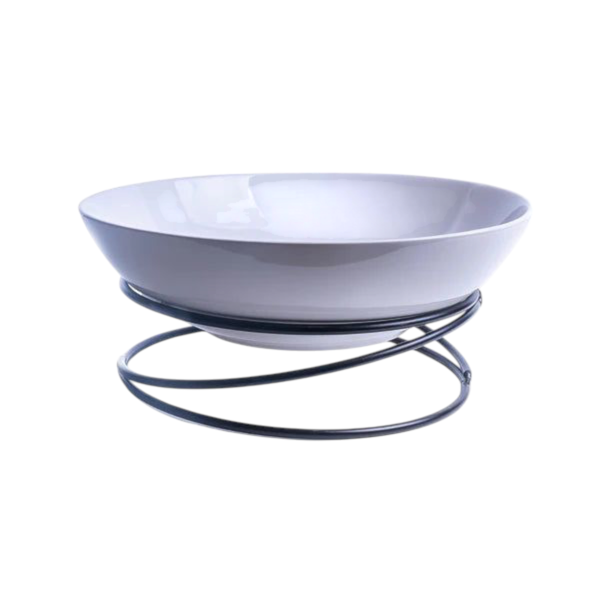 Ceramic Serving Bowl 12.5inch White with Black Spiral Stand