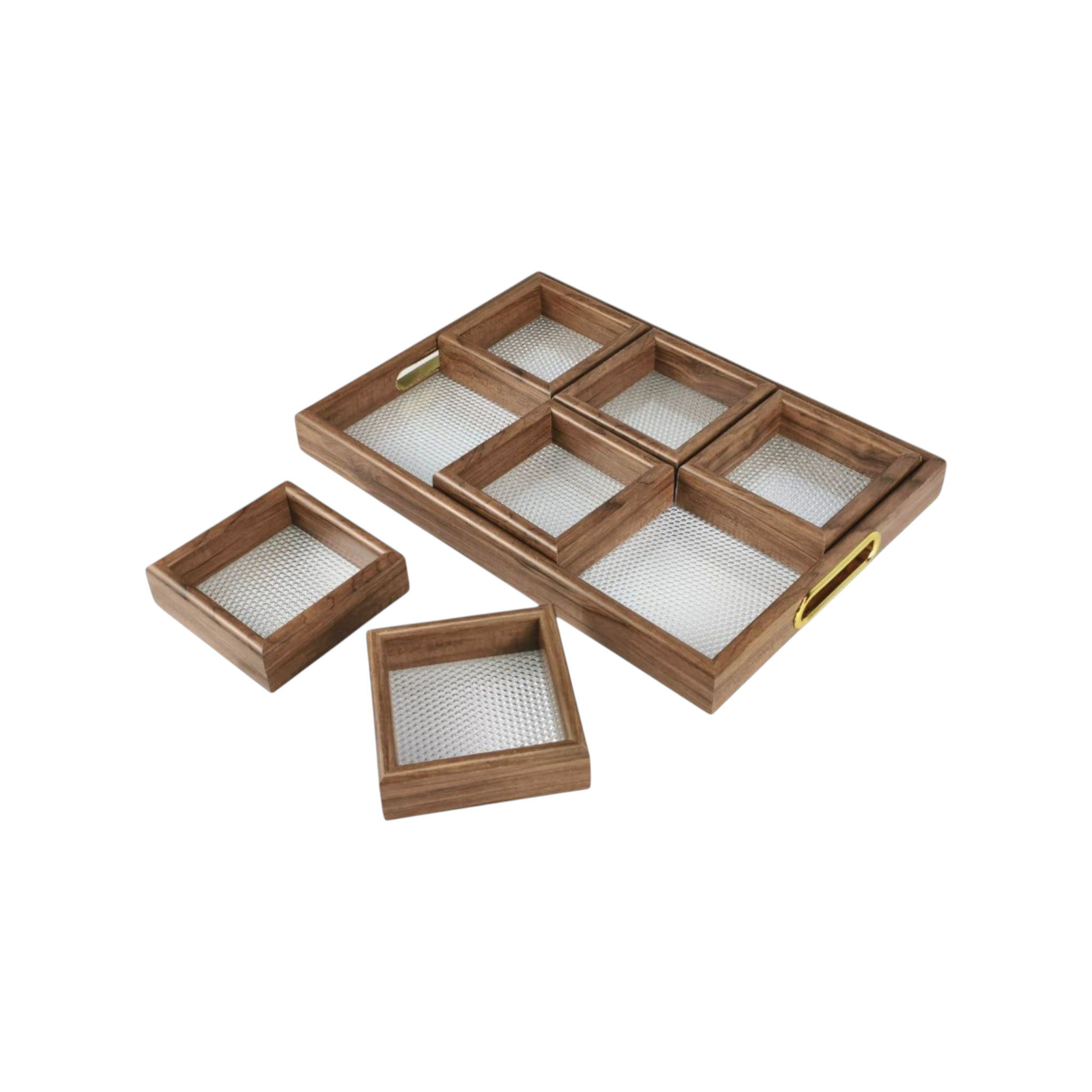 Modern Rectangular Organizer Woodgrain-Effect Tray
