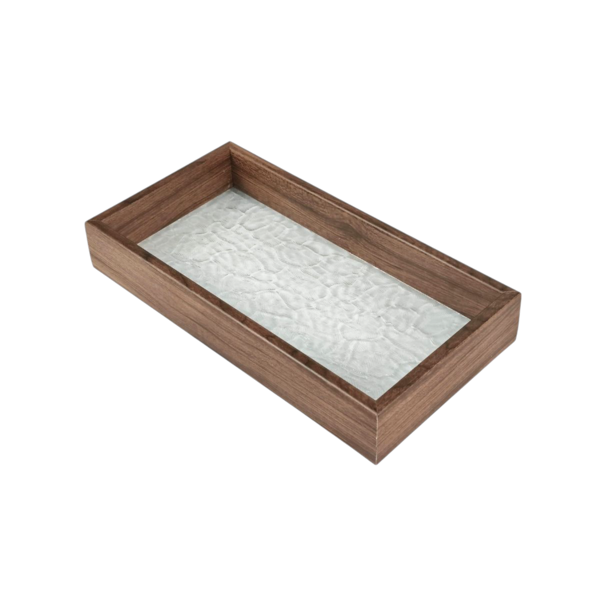 Rectangular Light Brown Acrylic Tray With Frosted Bottom 13x25x4cm